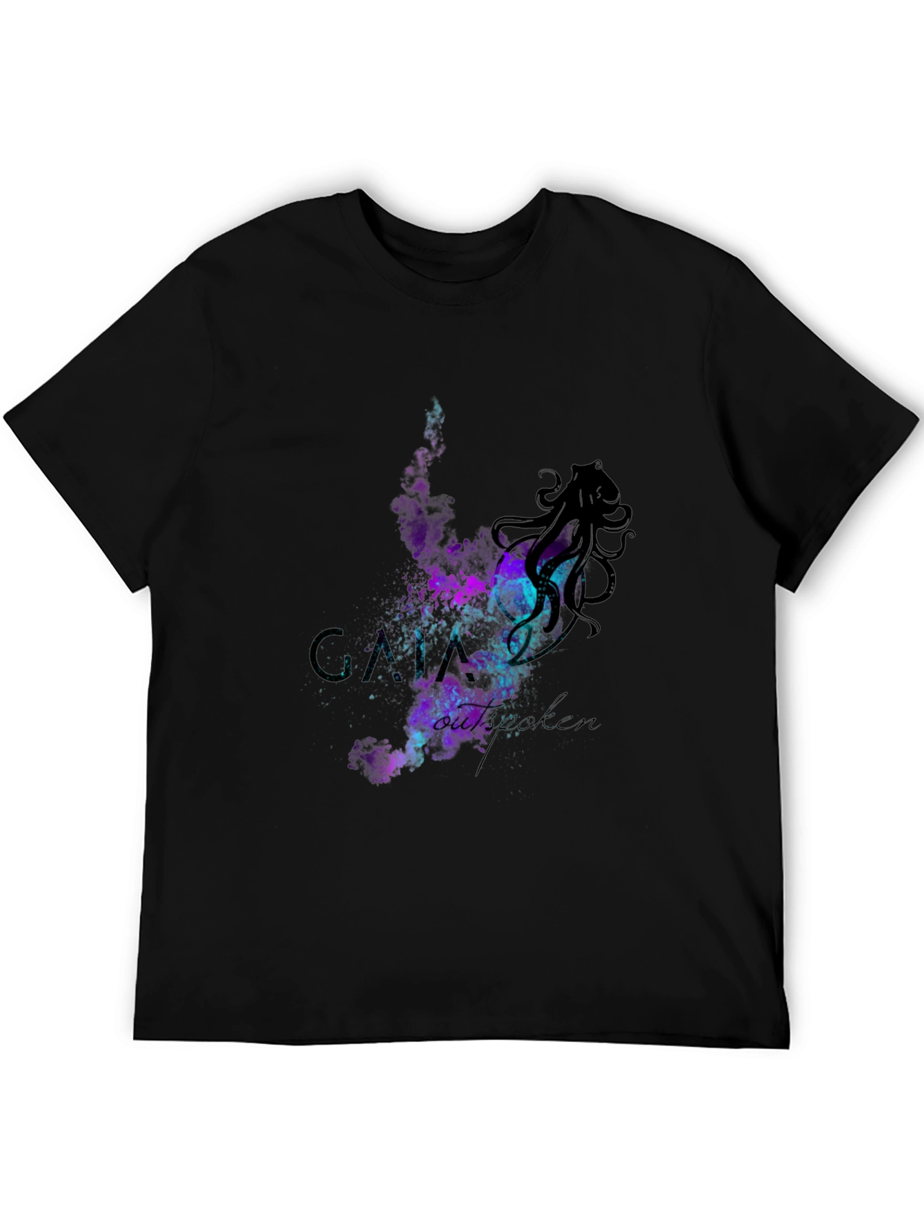 Cosmic Octopus Graphic T-Shirt - Black