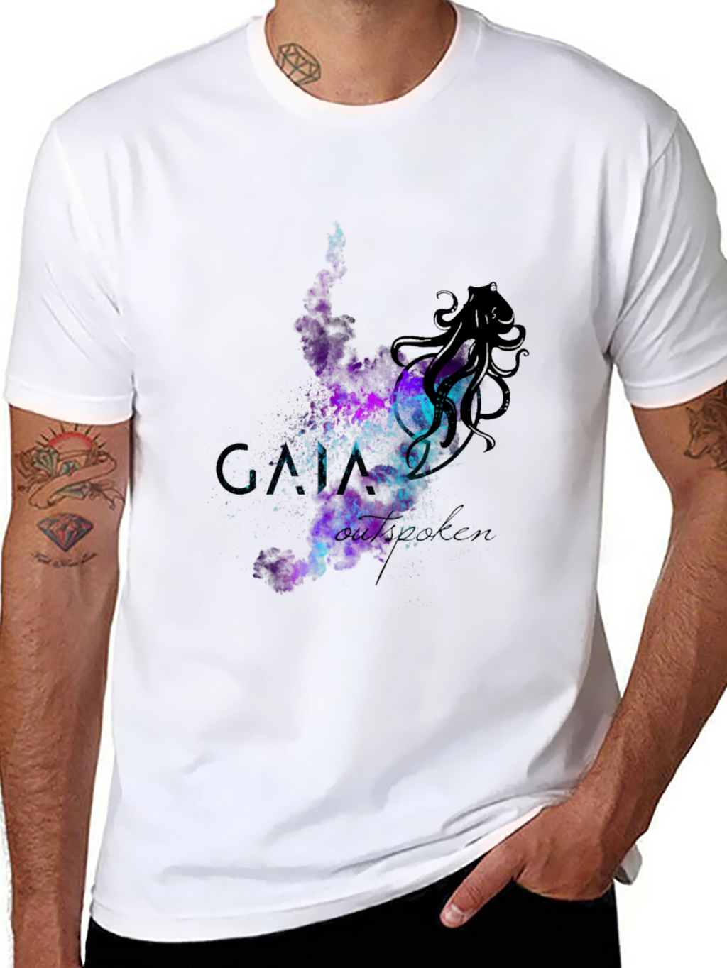 Cosmic Octopus Graphic T-Shirt - Black