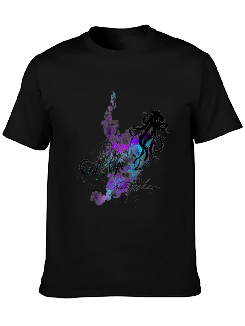 Cosmic Octopus Graphic T-Shirt - Black