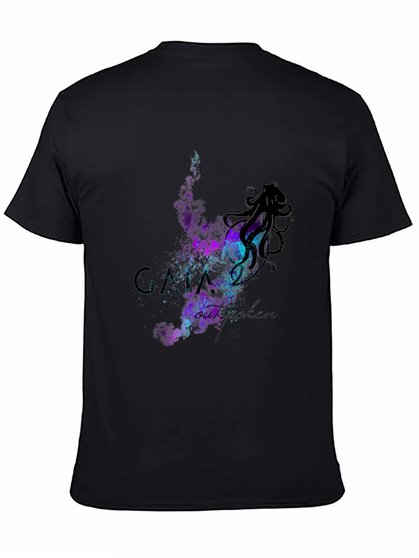 Cosmic Octopus Graphic T-Shirt - Black