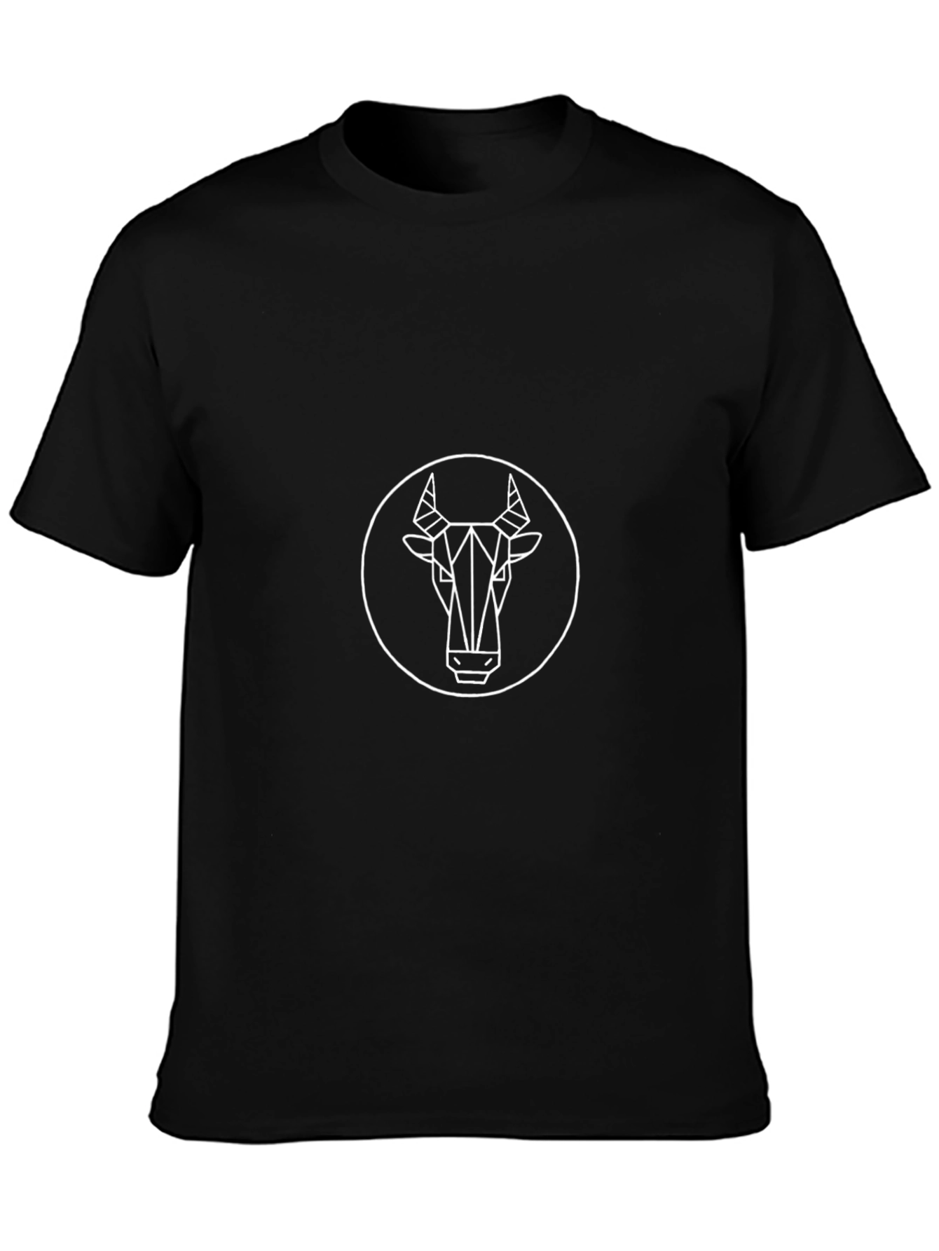 Geometric Bull Graphic Tee - Modern Black T-Shirt