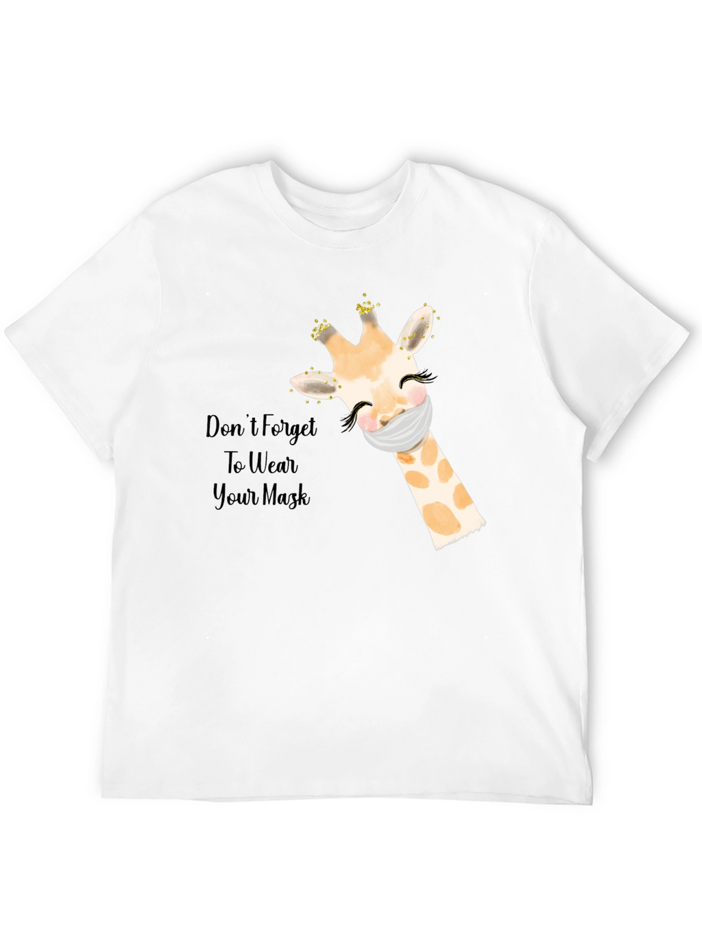 Wear a Mask Giraffe Black T-Shirt