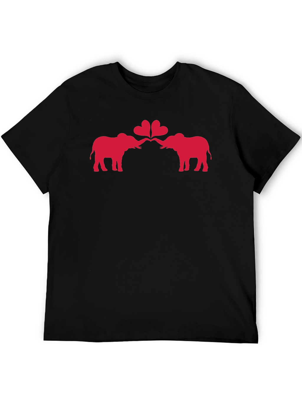 Elephant Love Heart Graphic Black T-Shirt