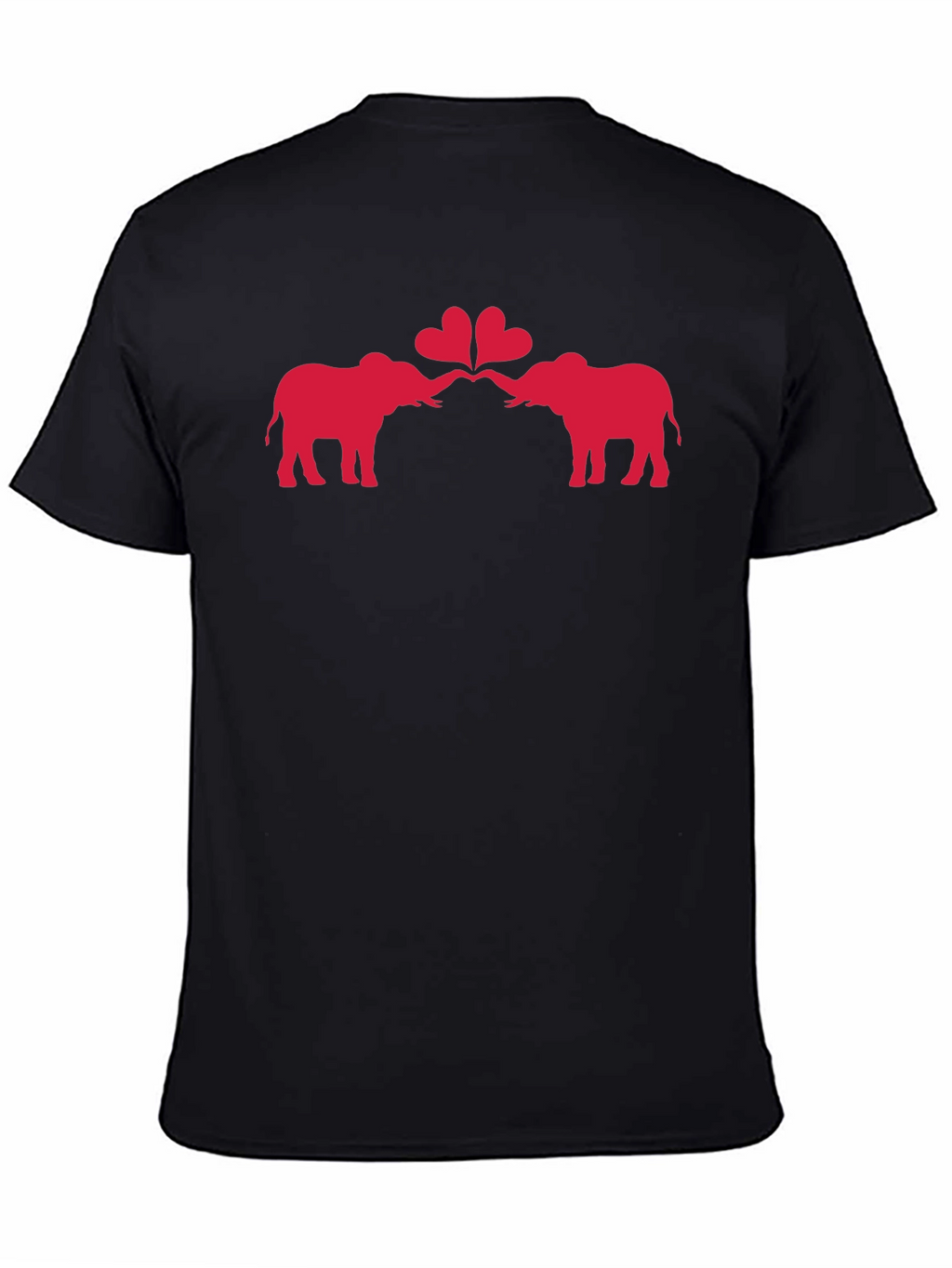 Elephant Love Heart Graphic Black T-Shirt