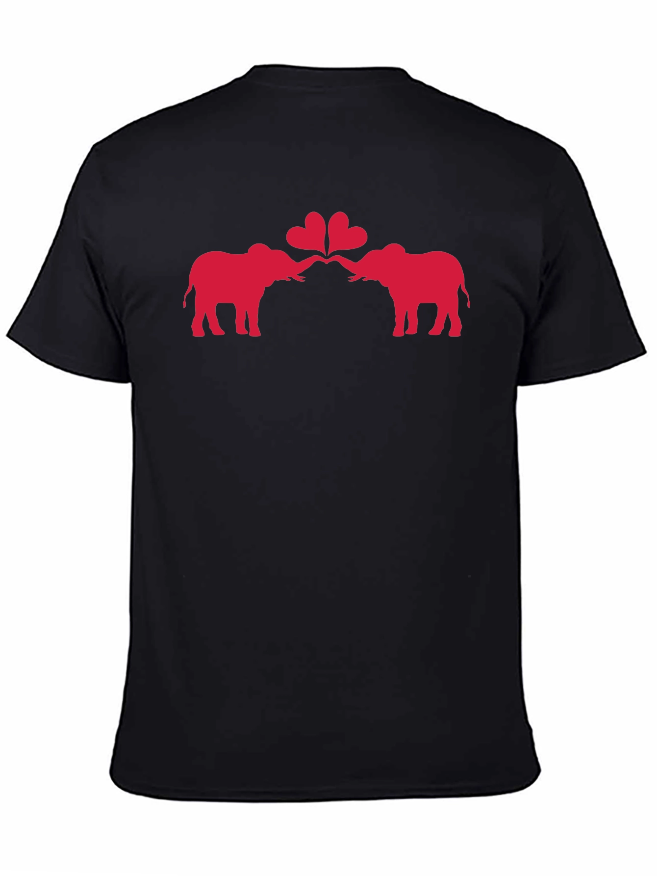 Elephant Love Heart Graphic Black T-Shirt