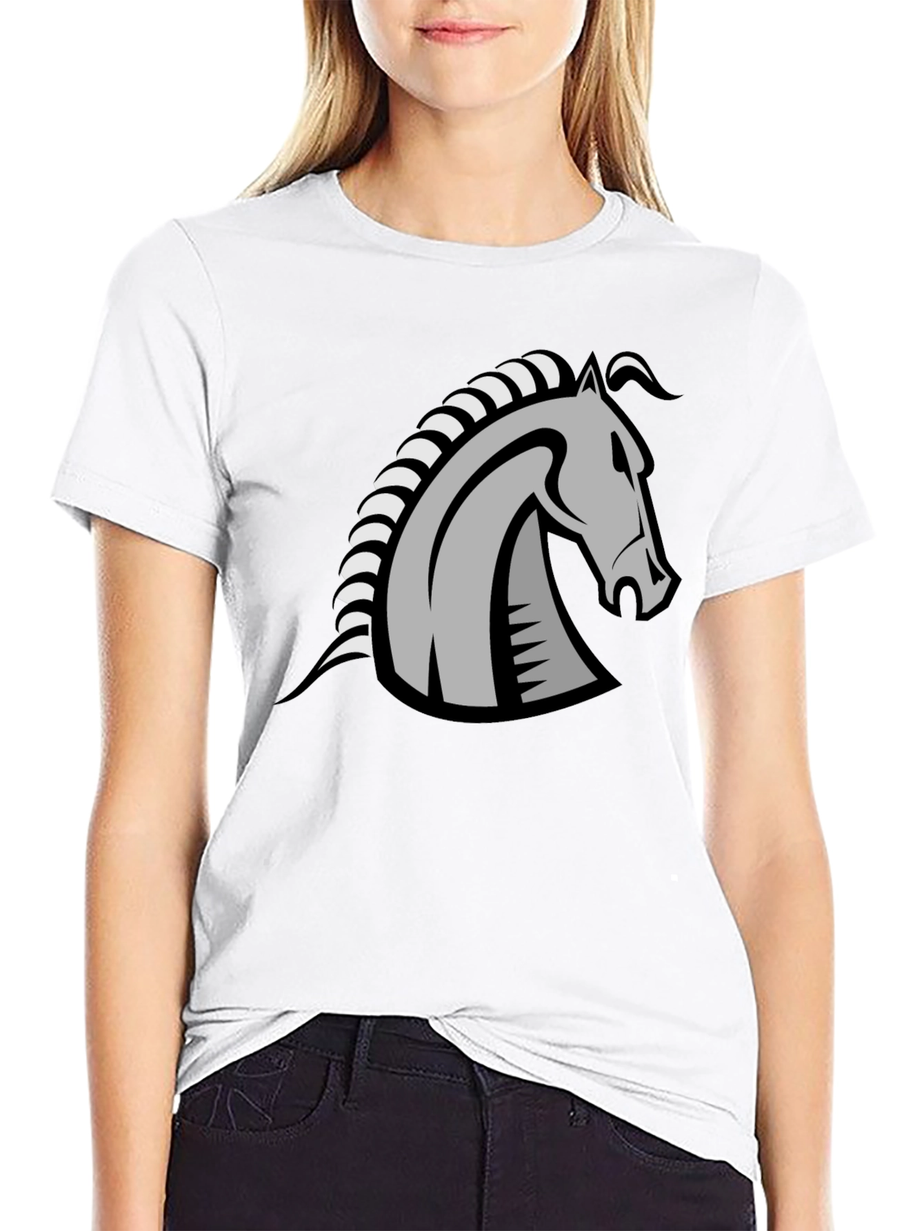 Knight Horse Graphic Tee - Stylish Black T-Shirt
