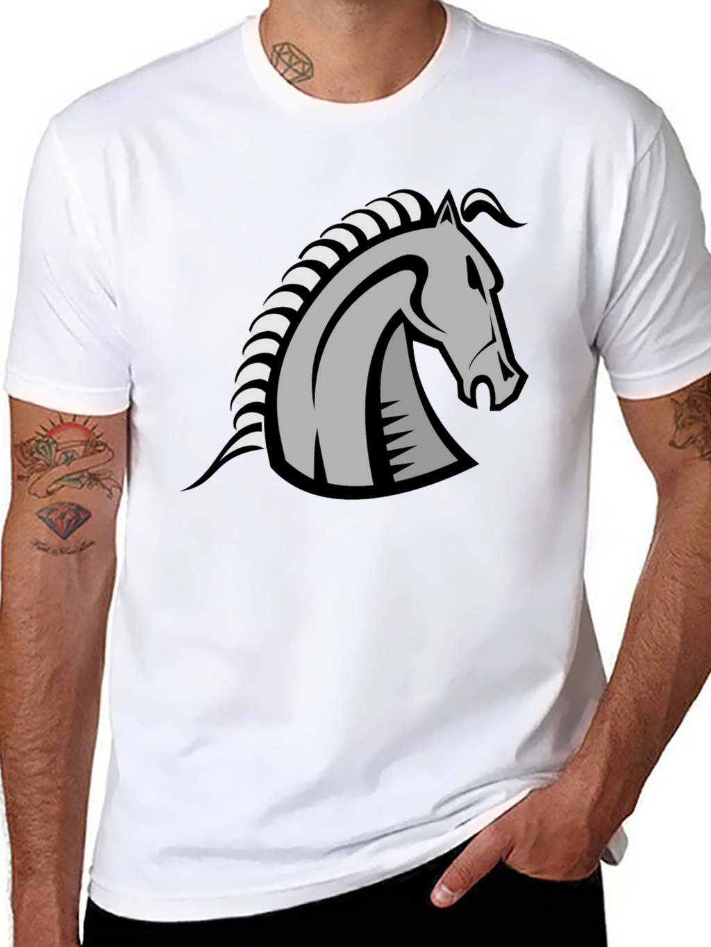 Knight Horse Graphic Tee - Stylish Black T-Shirt