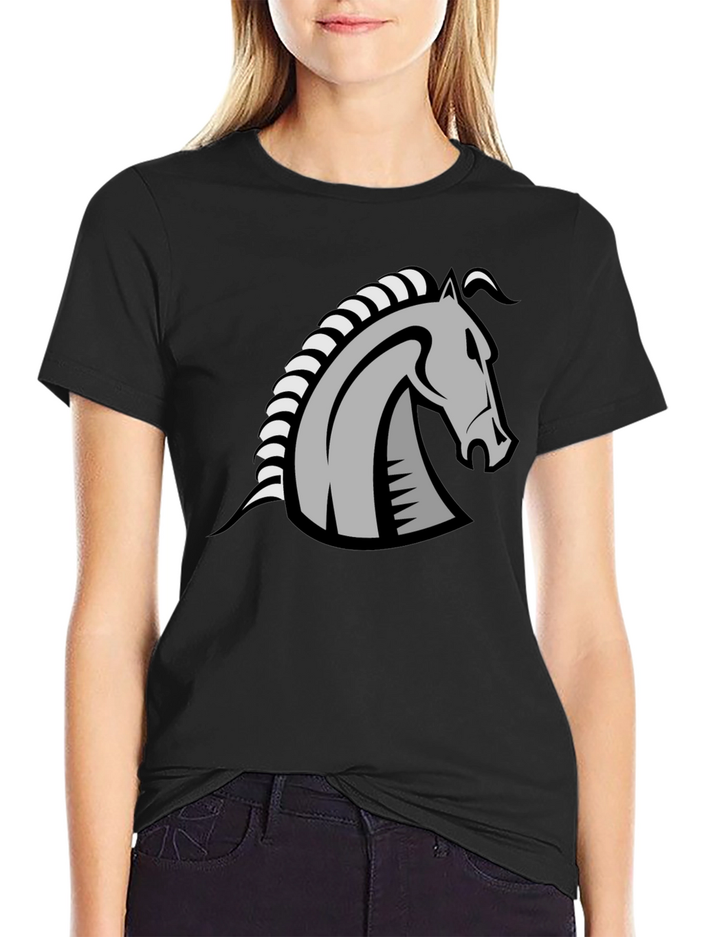 Knight Horse Graphic Tee - Stylish Black T-Shirt