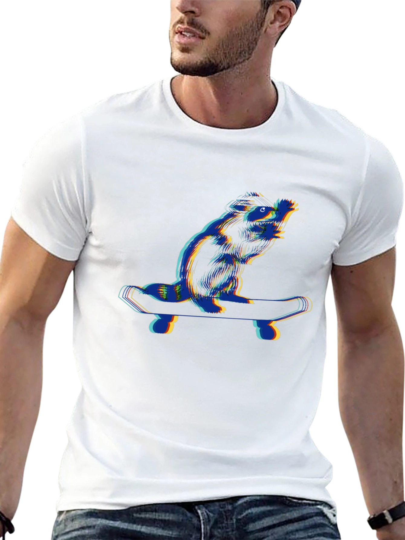 Cool Beaver Skateboarder Black T-Shirt