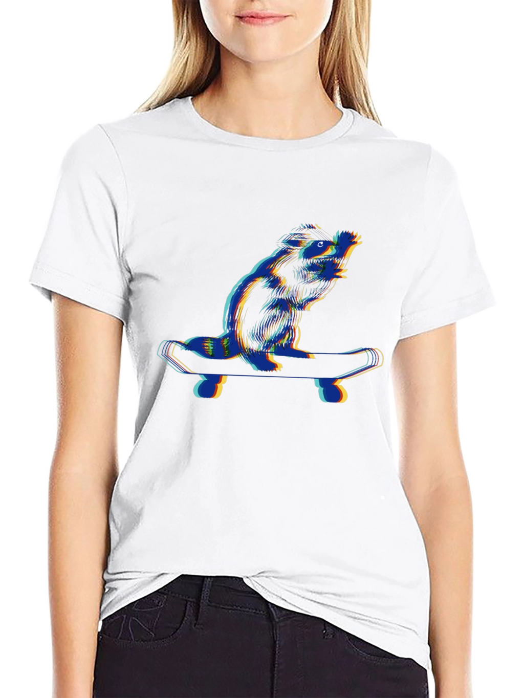 Cool Beaver Skateboarder Black T-Shirt