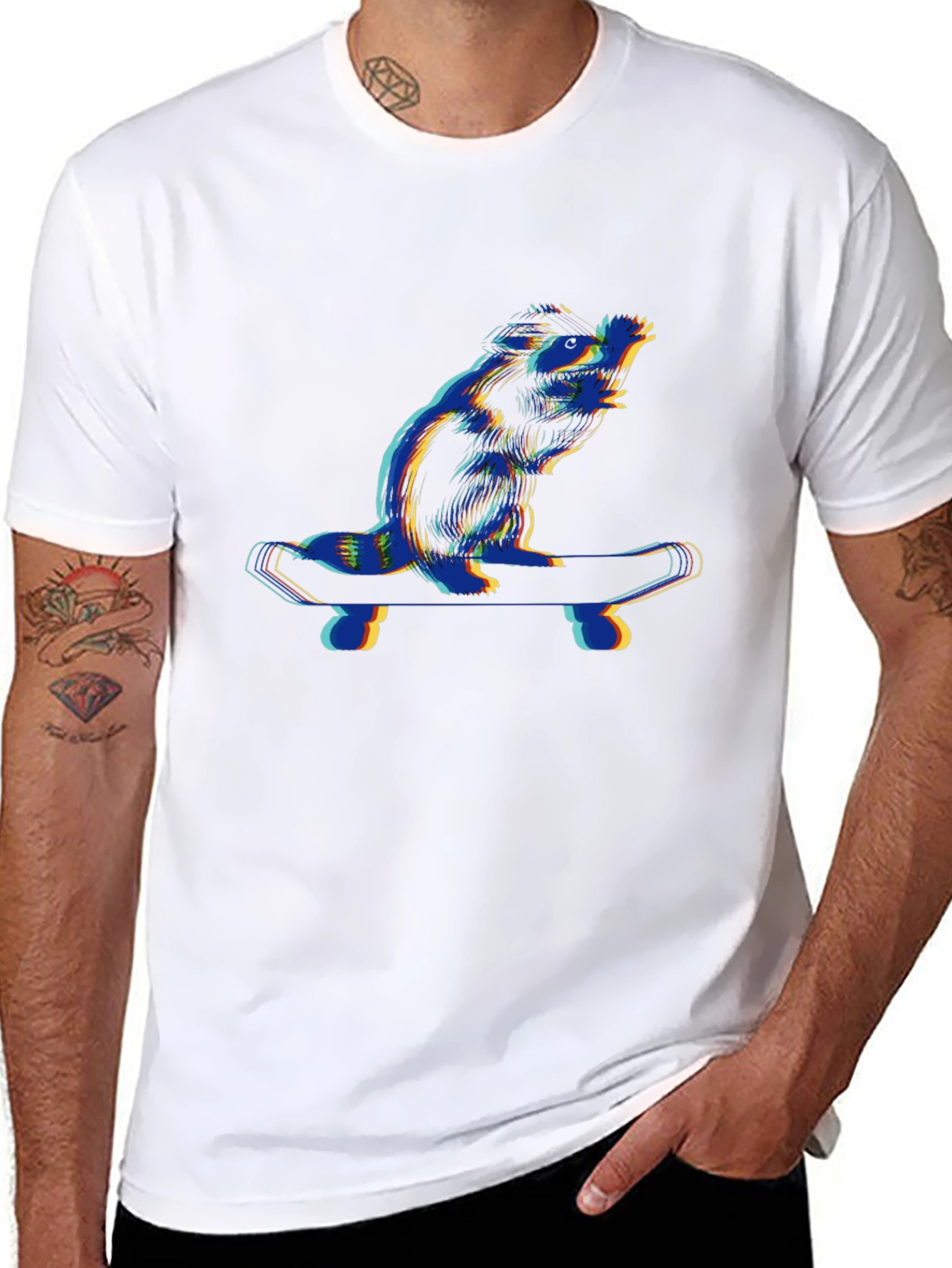 Cool Beaver Skateboarder Black T-Shirt