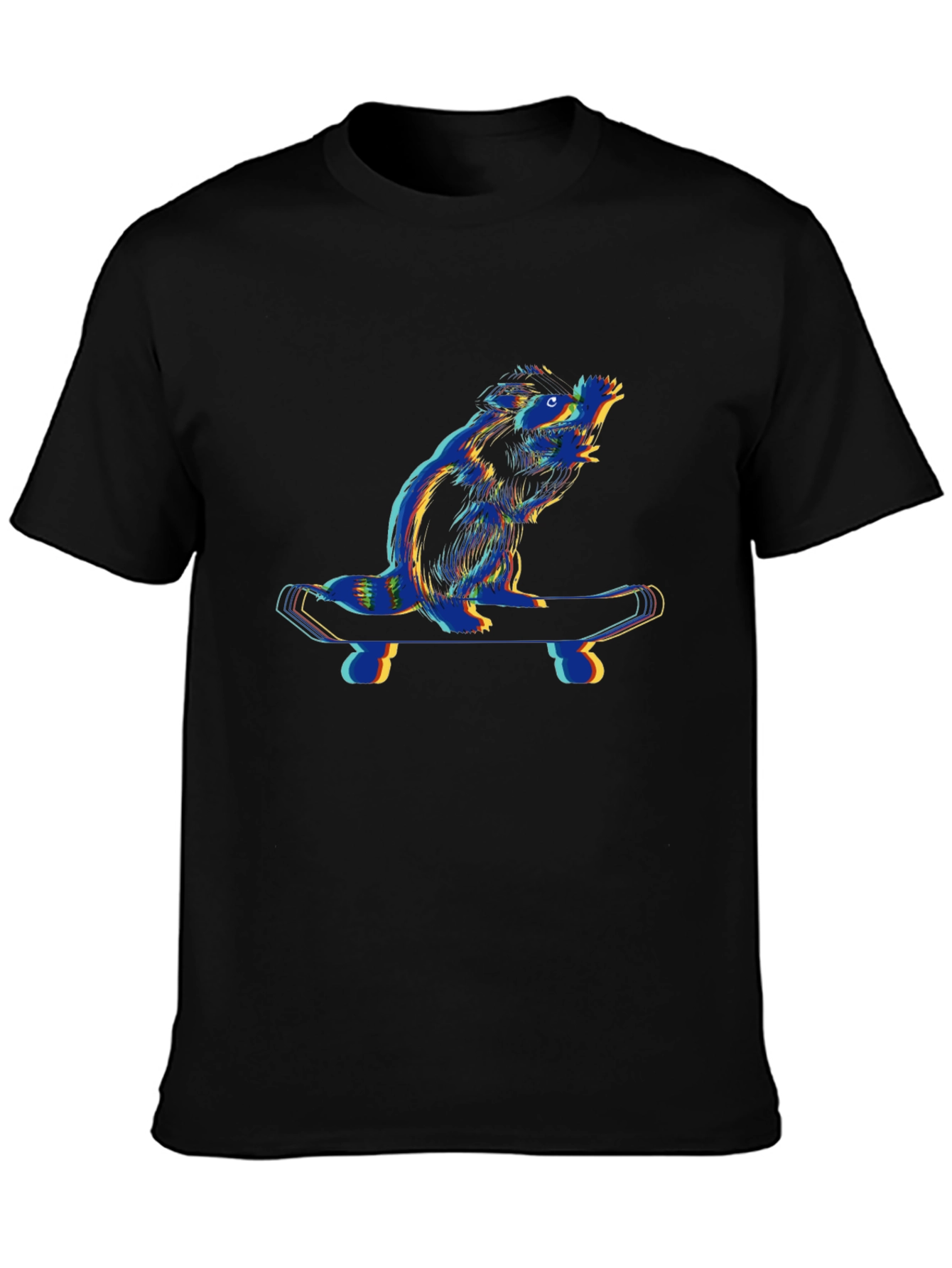 Cool Beaver Skateboarder Black T-Shirt