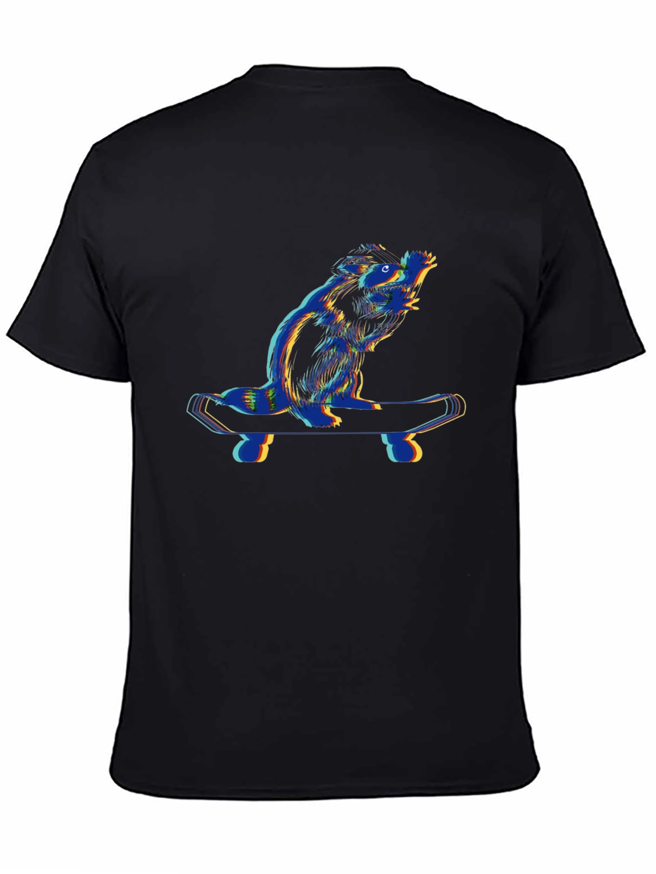 Cool Beaver Skateboarder Black T-Shirt