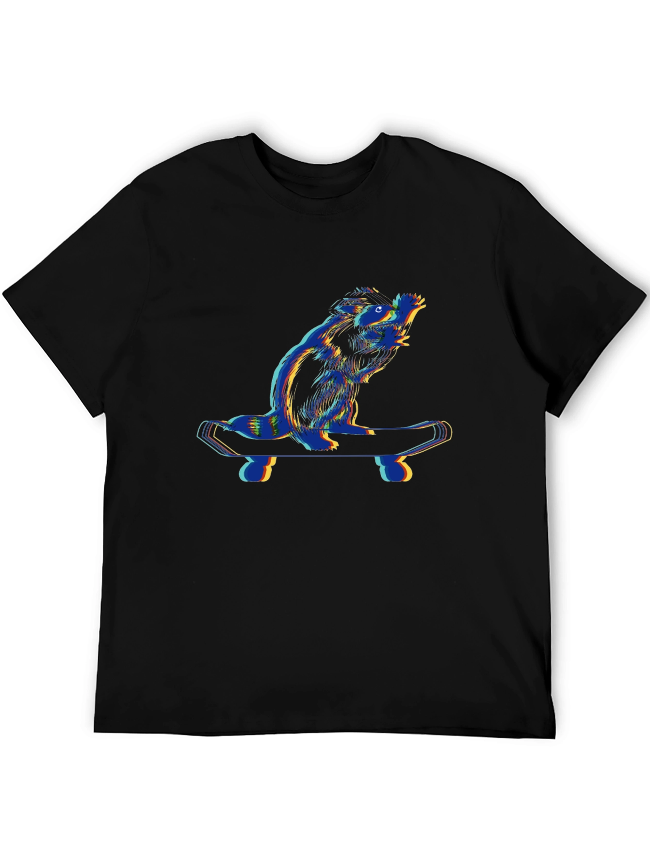 Cool Beaver Skateboarder Black T-Shirt