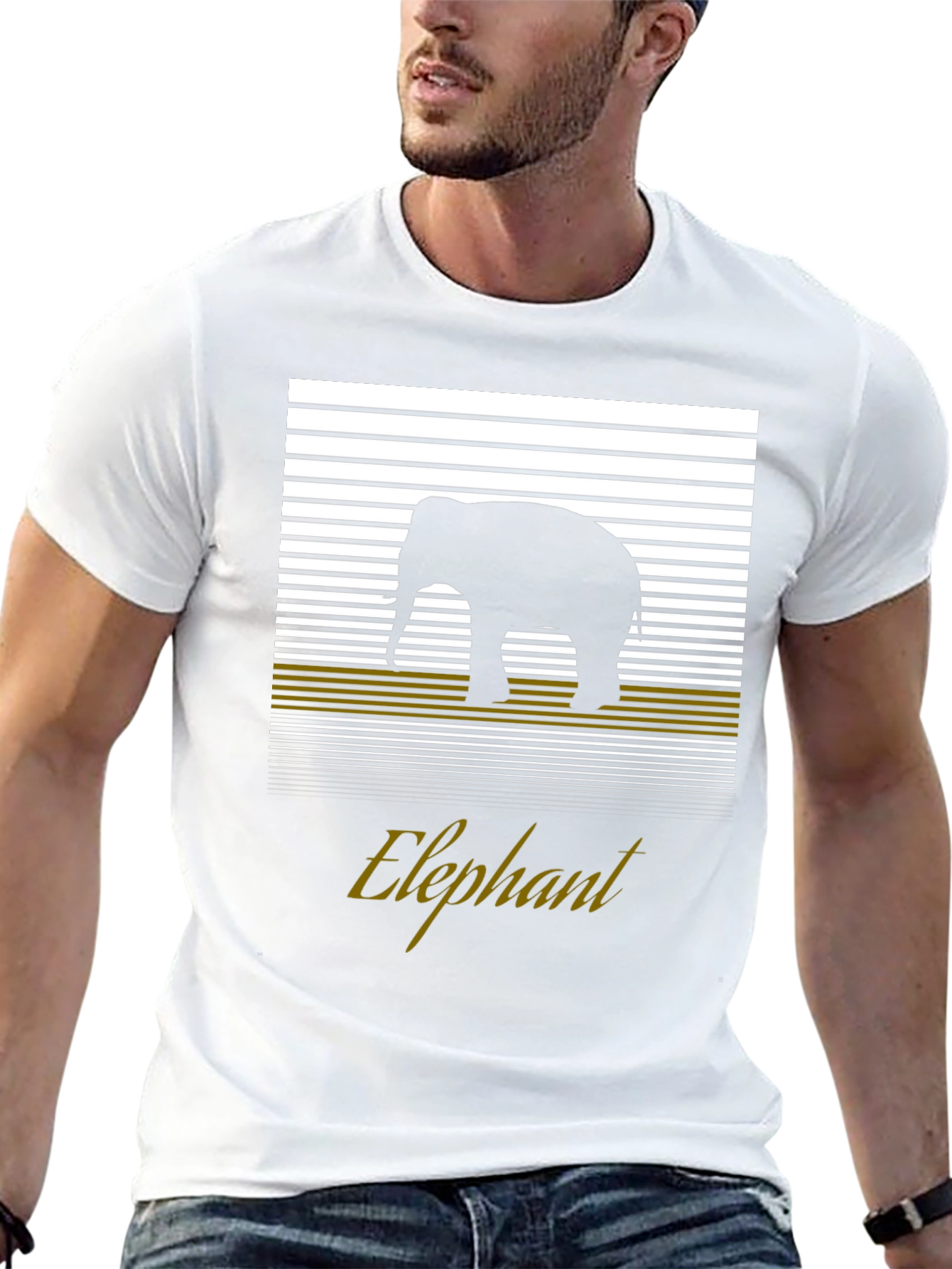 Elephant Silhouette Graphic Tee - Black Cotton T-Shirt