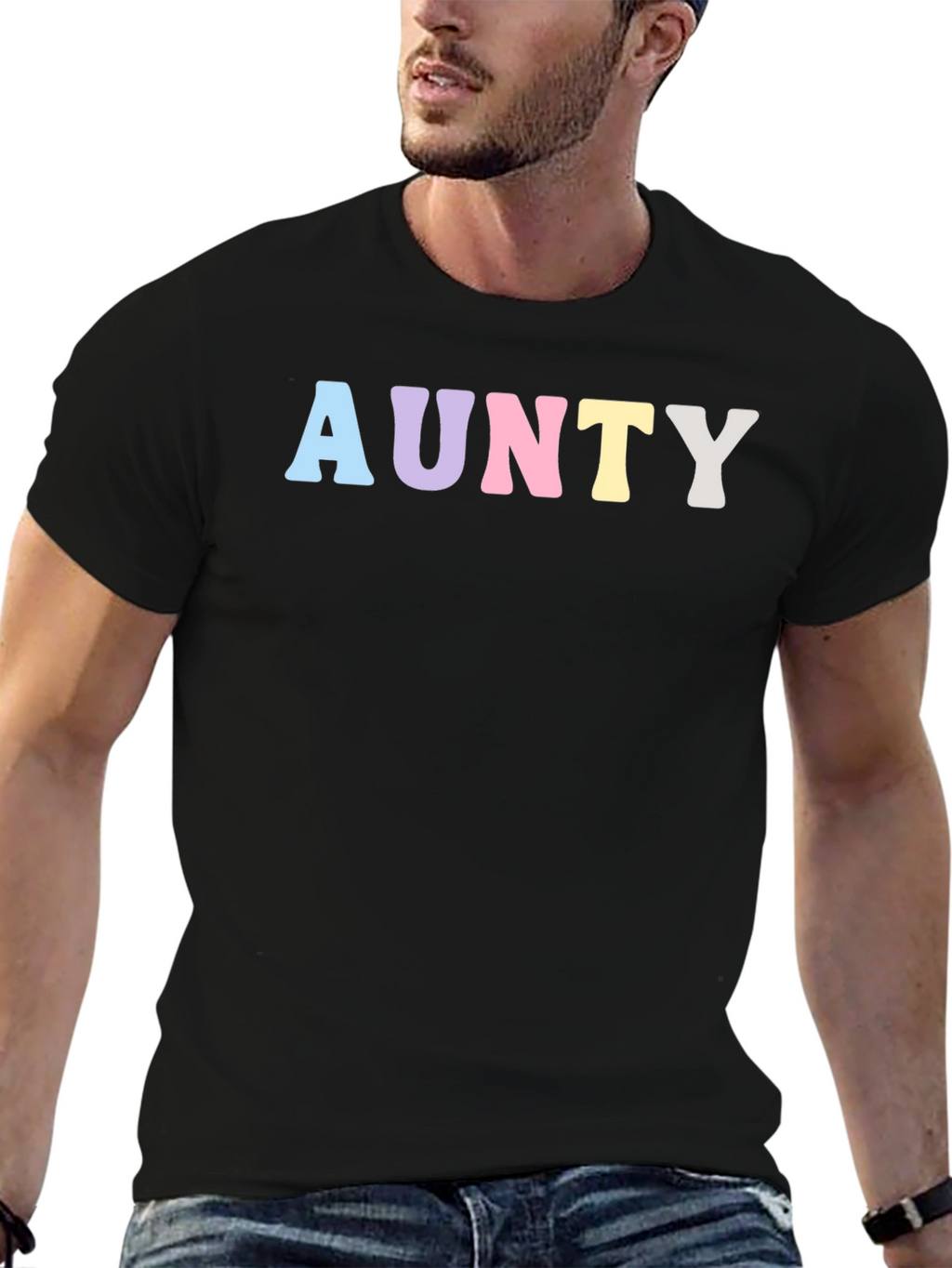 AUNTY Pastel Graphic Print Black T-Shirt