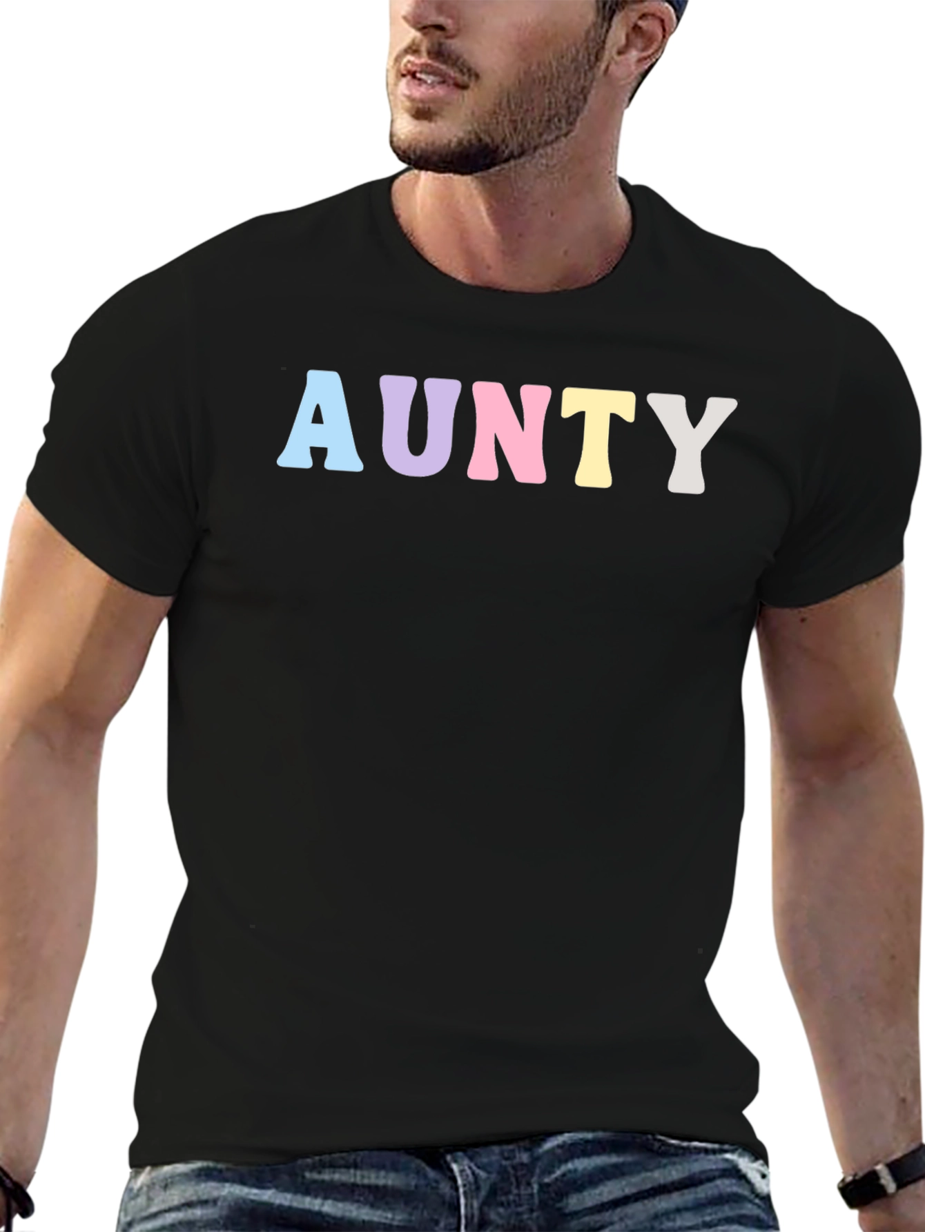 AUNTY Pastel Graphic Print Black T-Shirt