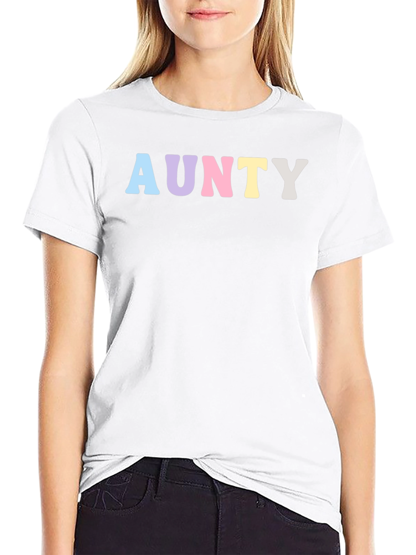 AUNTY Pastel Graphic Print Black T-Shirt