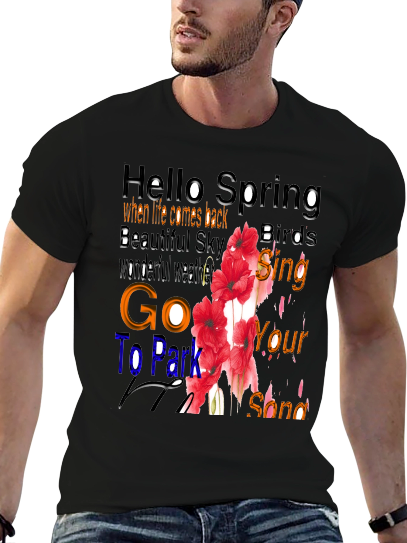 Hello Spring Floral Graphic T-Shirt