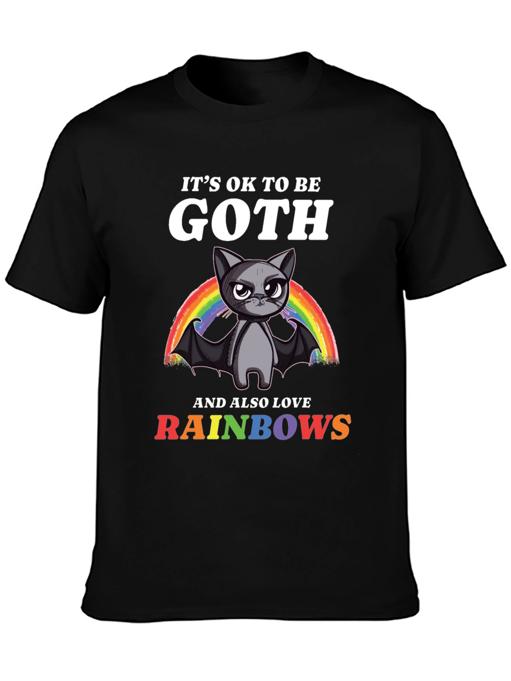 Goth Cat Rainbow T-Shirt