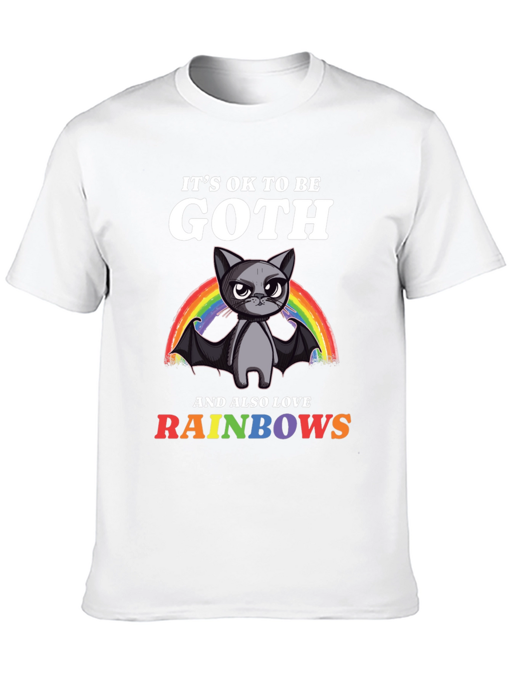 Goth Cat Rainbow T-Shirt