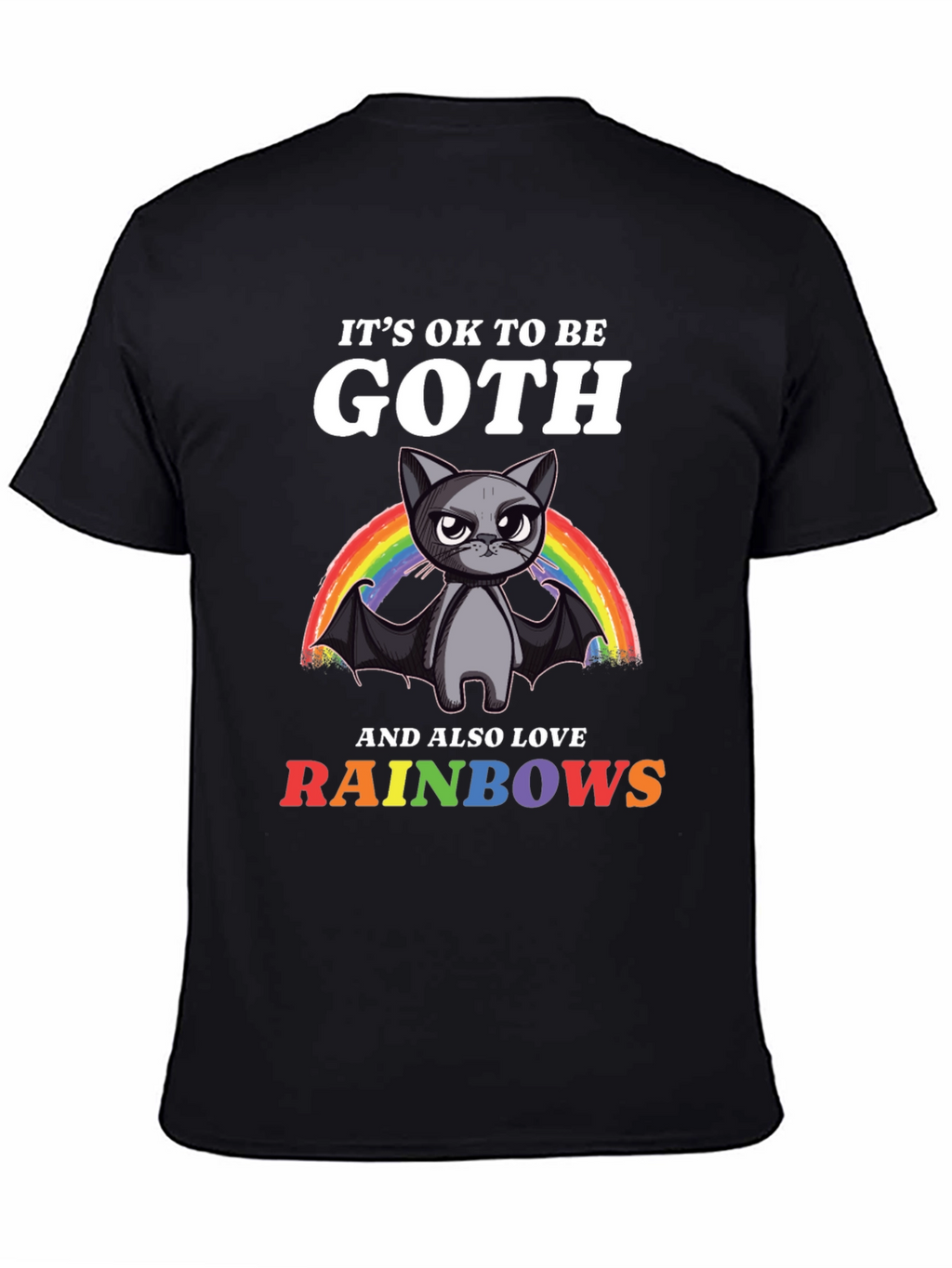 Goth Cat Rainbow T-Shirt