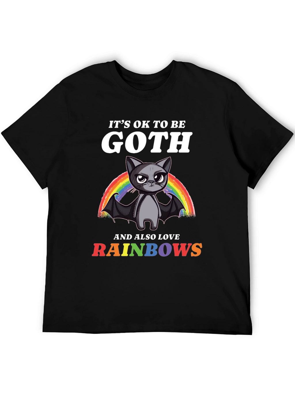 Goth Cat Rainbow T-Shirt