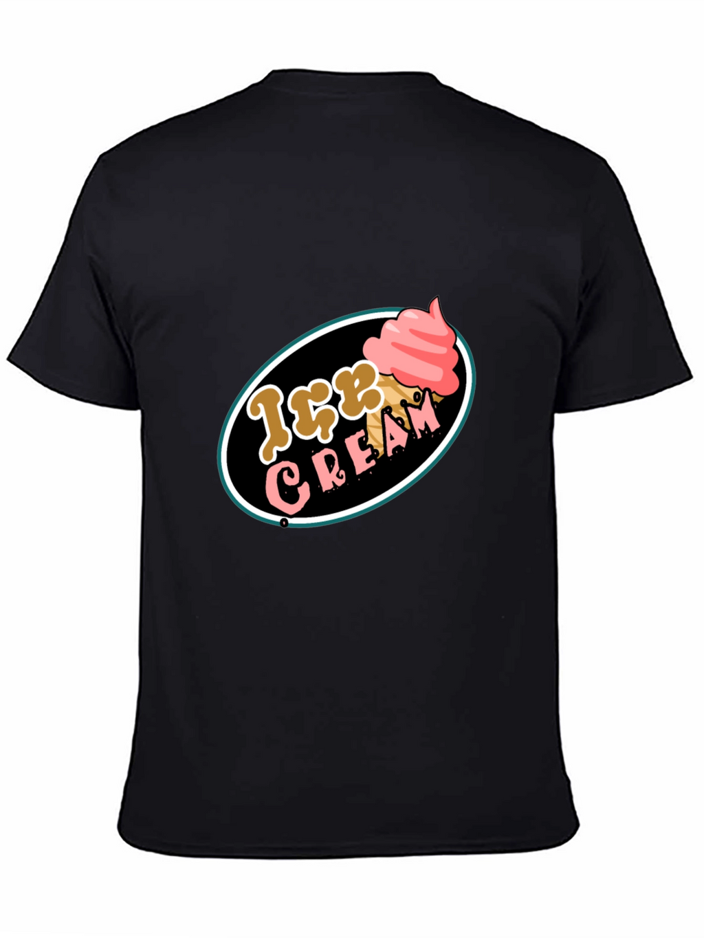 Ice Cream Graphic Tee - Black Cotton T-Shirt