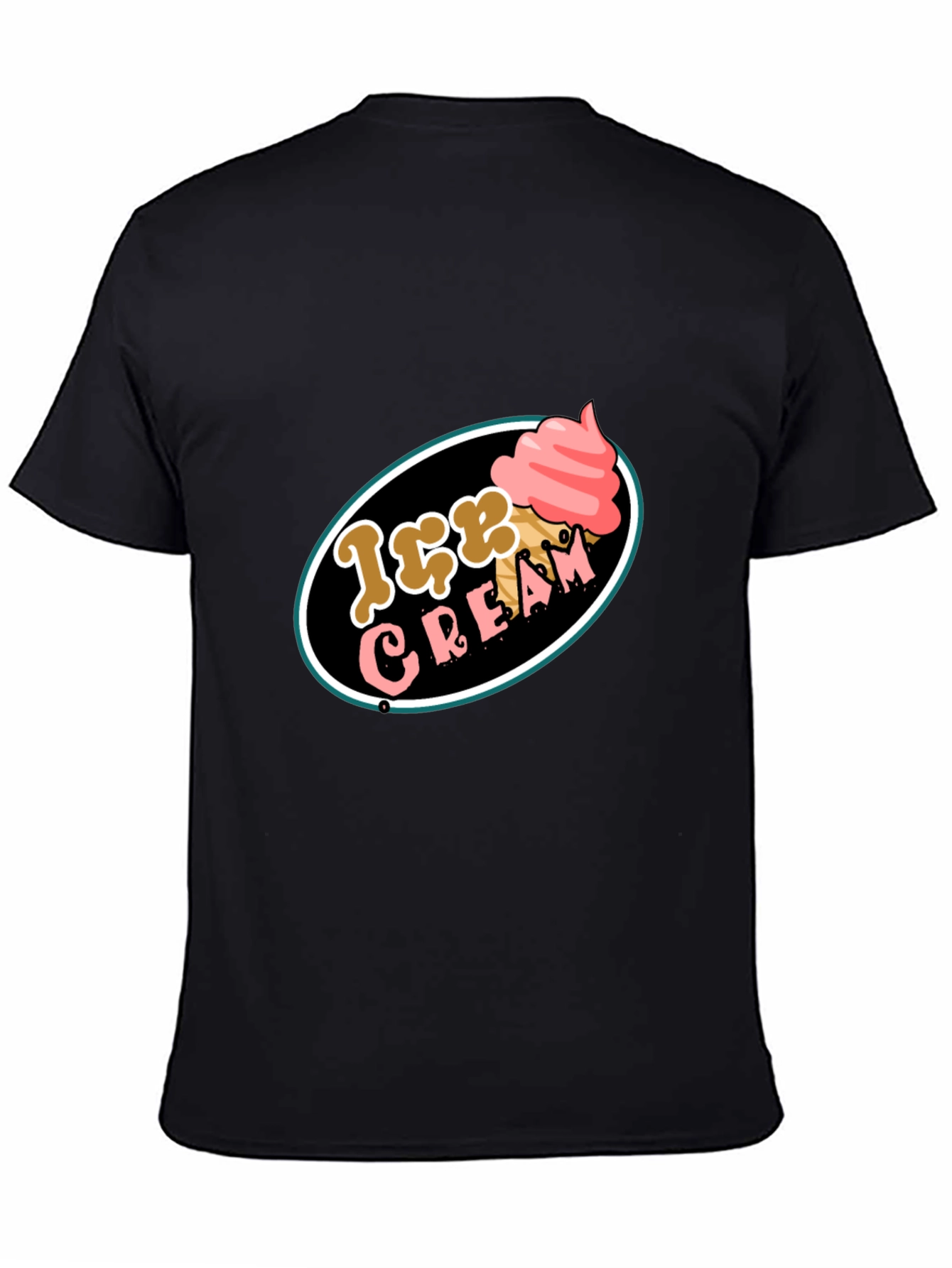 Ice Cream Graphic Tee - Black Cotton T-Shirt