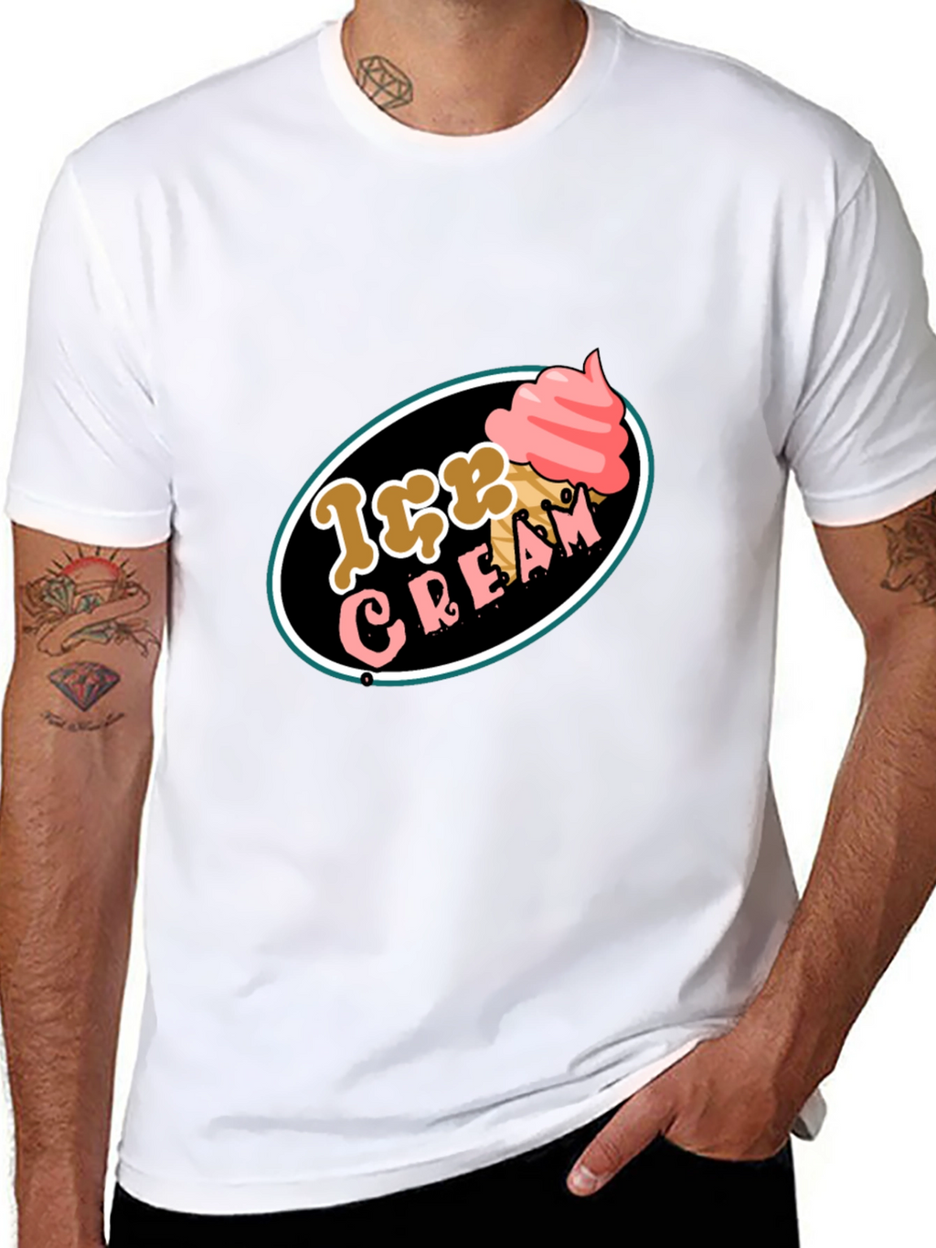 Ice Cream Graphic Tee - Black Cotton T-Shirt