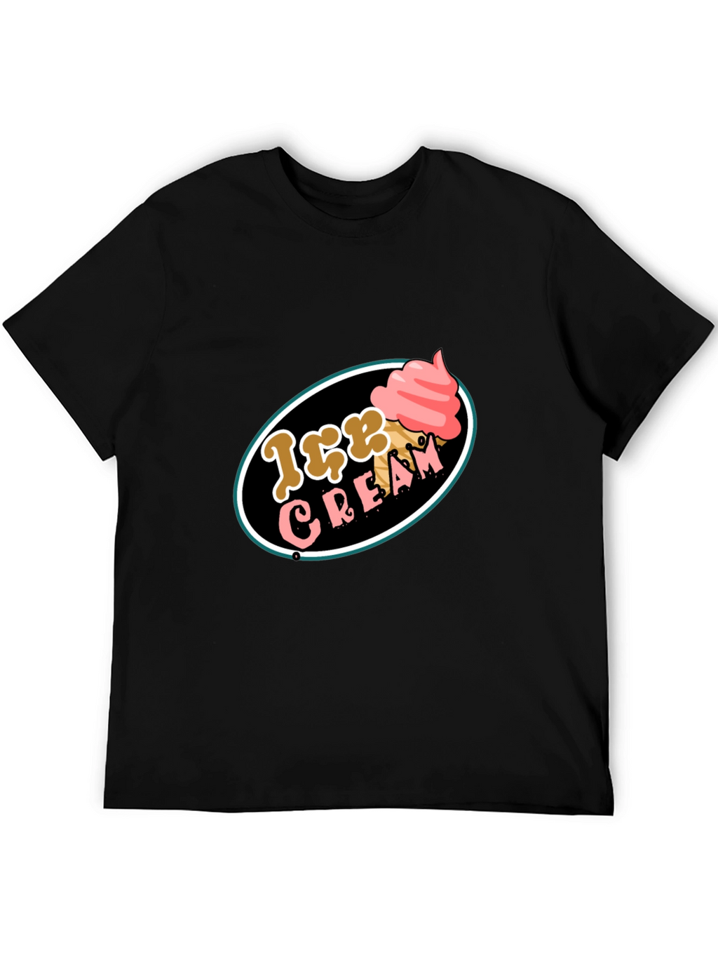 Ice Cream Graphic Tee - Black Cotton T-Shirt