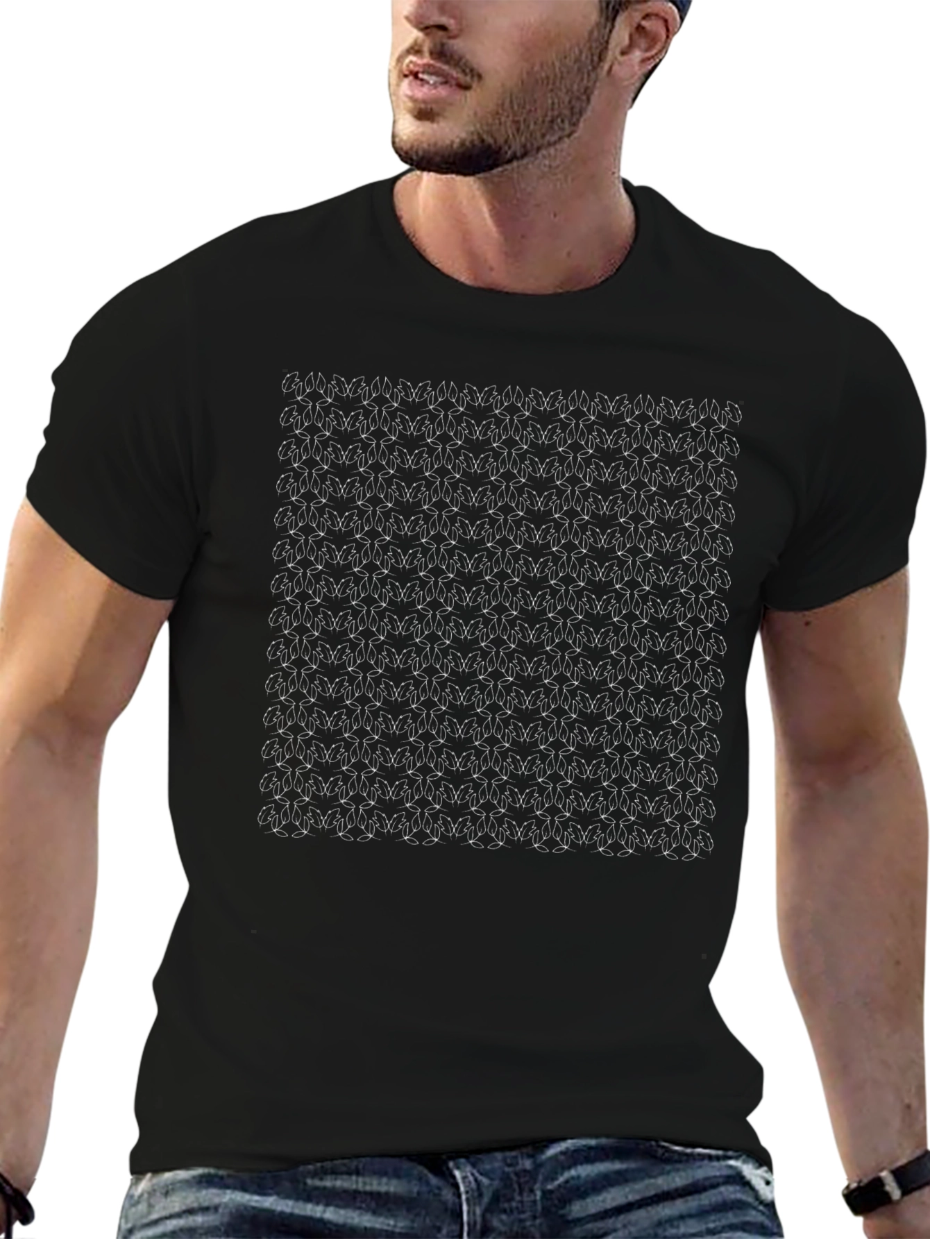 Abstract Geometric Pattern Black T-Shirt