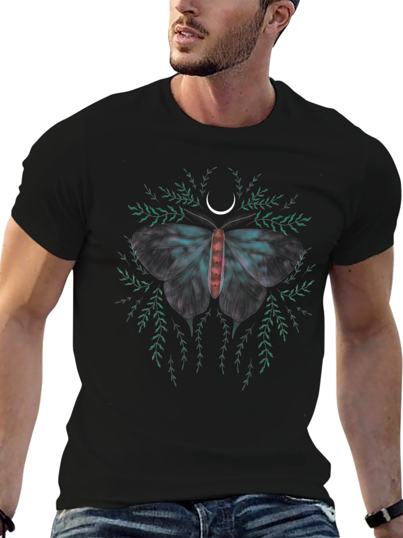 Moth & Moon Graphic Tee - Black