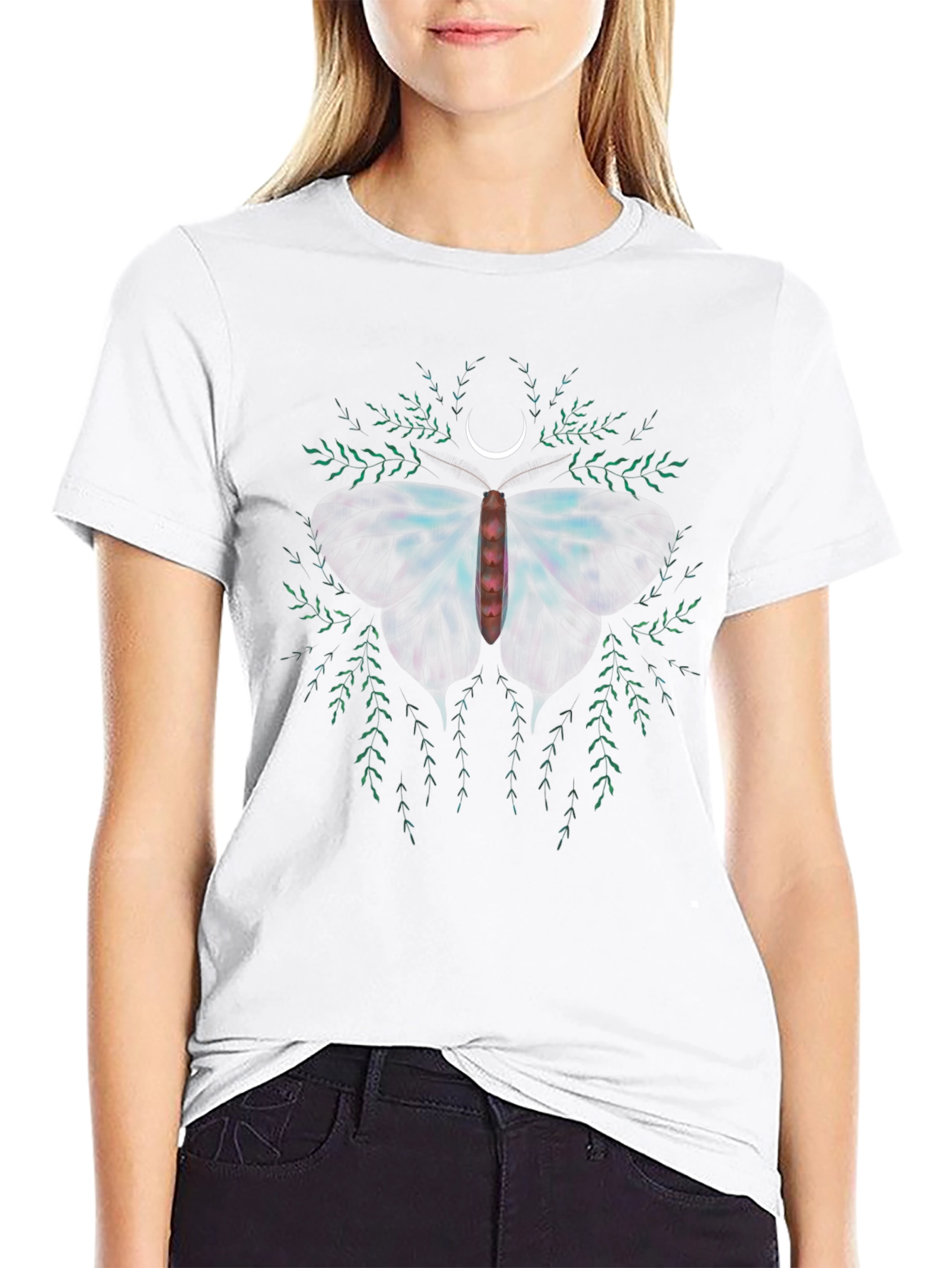 Moth & Moon Graphic Tee - Black