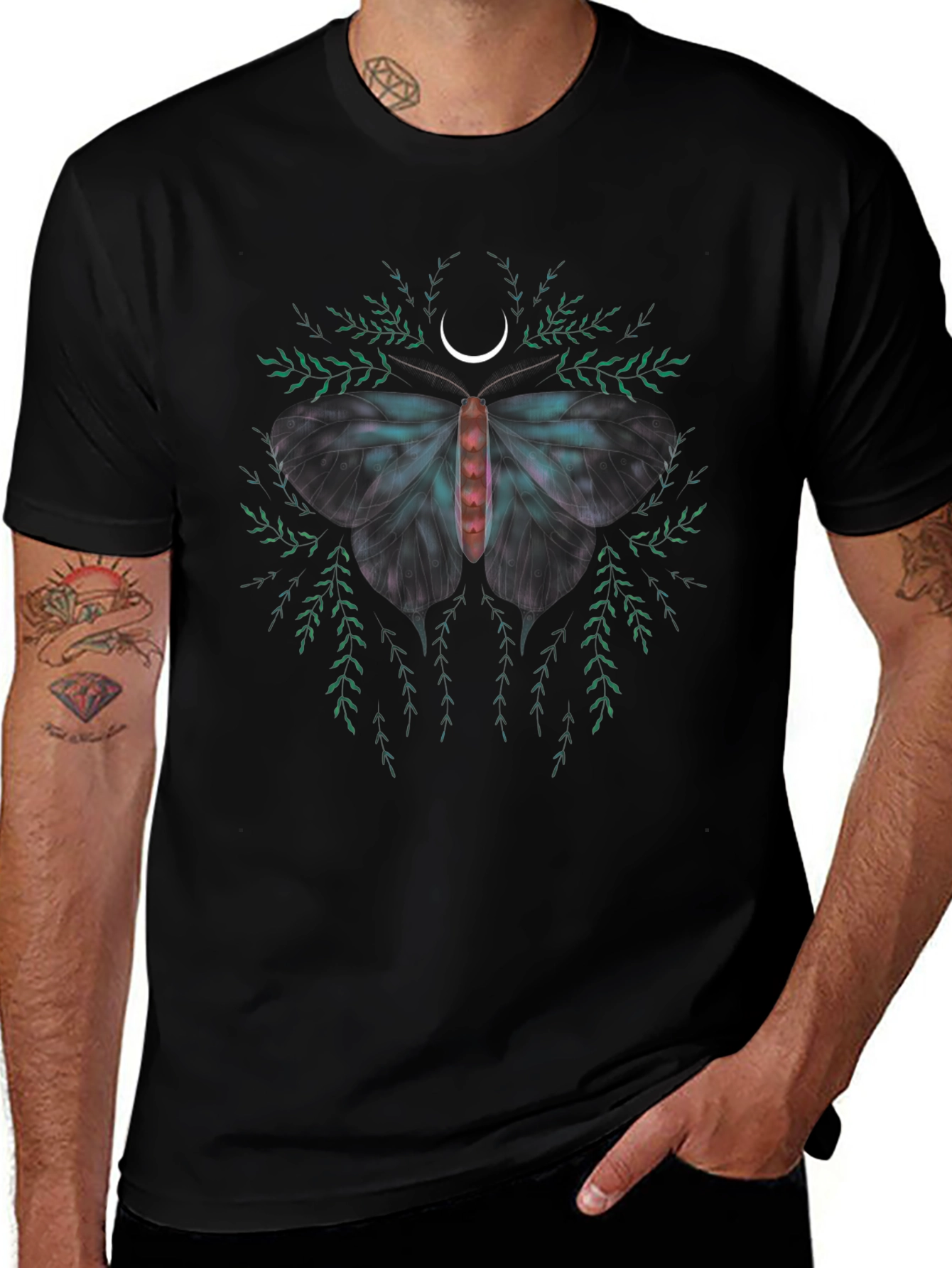 Moth & Moon Graphic Tee - Black