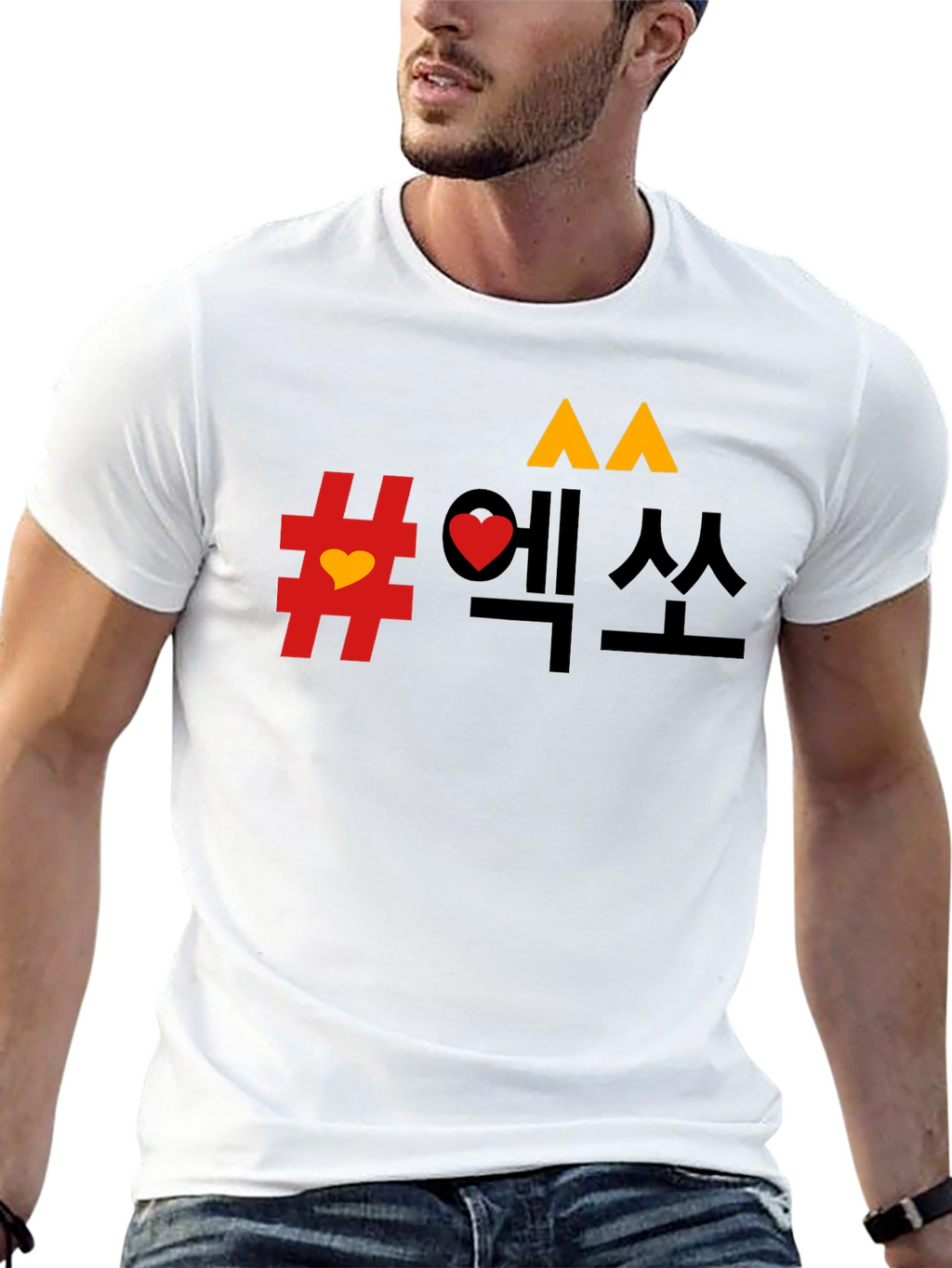 Mens Graphic Tee - Korean Design Black T-Shirt