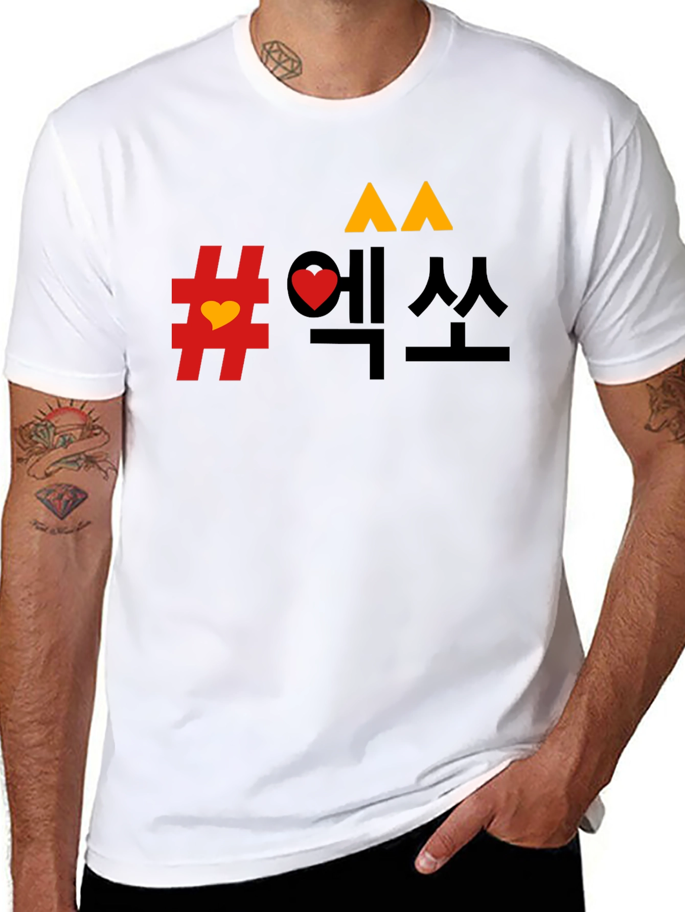 Mens Graphic Tee - Korean Design Black T-Shirt