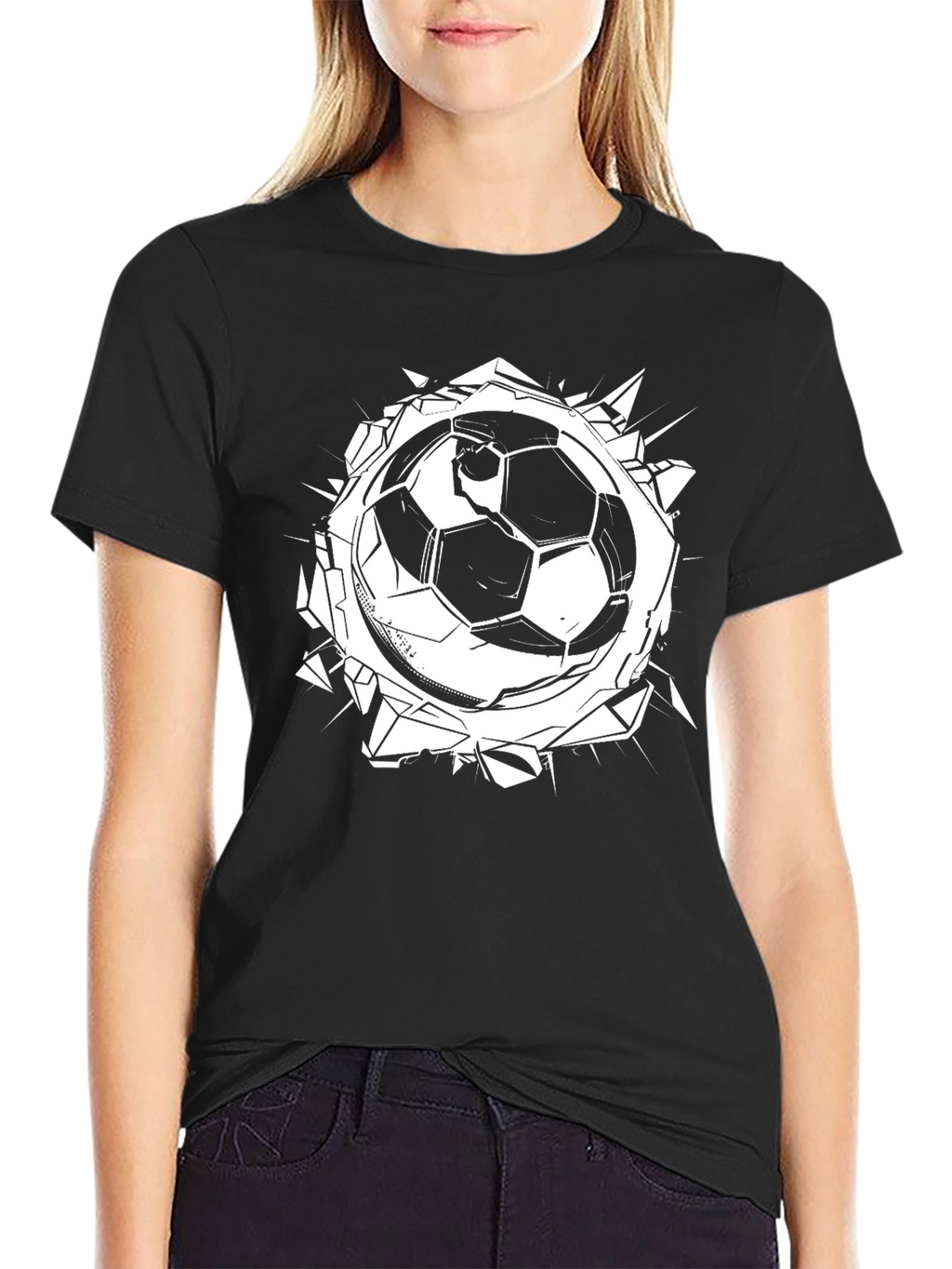 Soccer Ball Burst Graphic Tee - Black