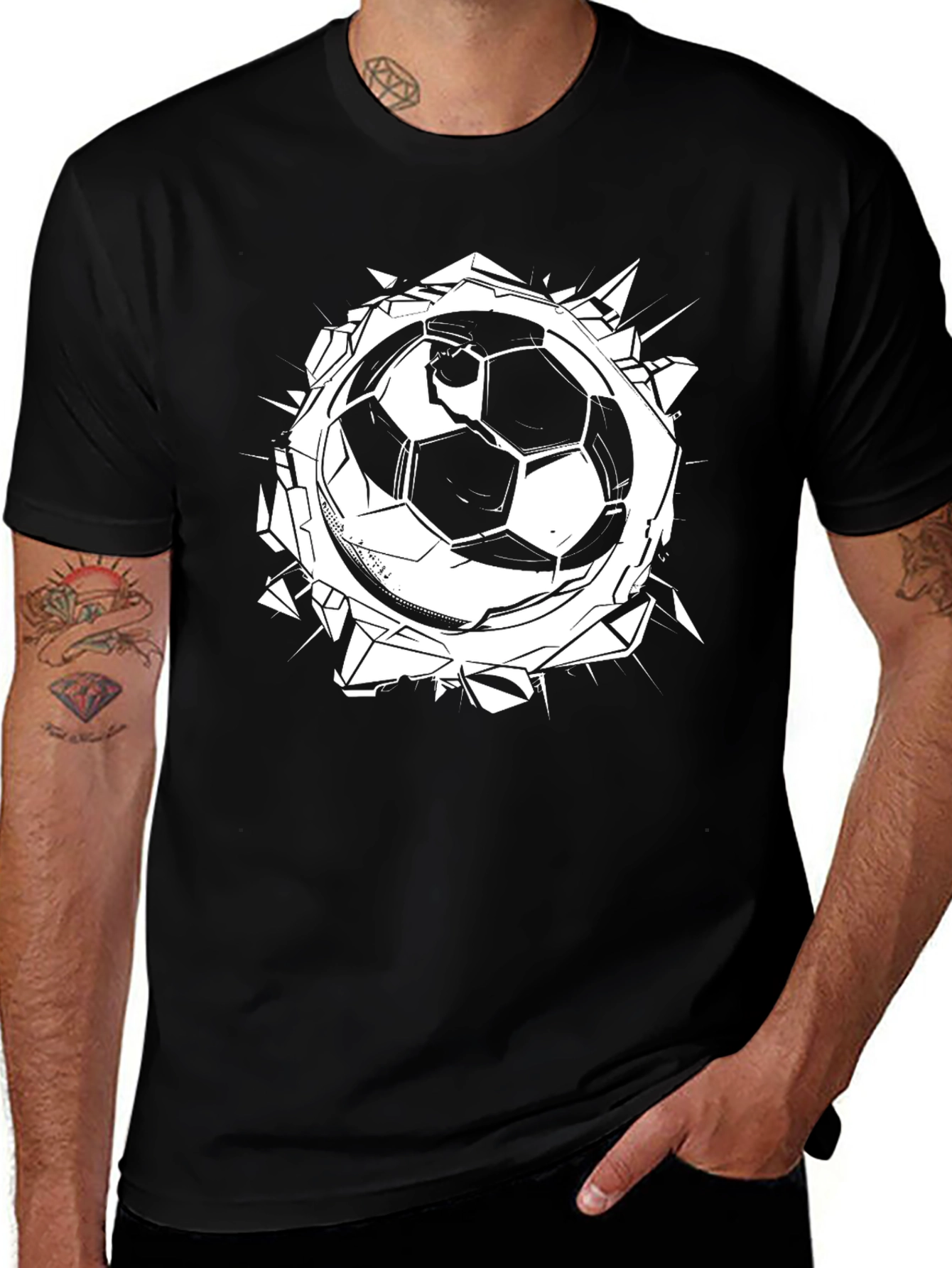 Soccer Ball Burst Graphic Tee - Black