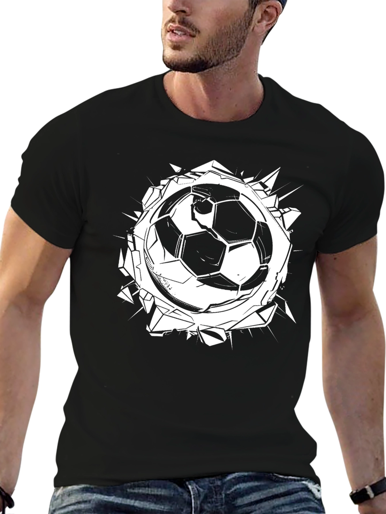Soccer Ball Burst Graphic Tee - Black