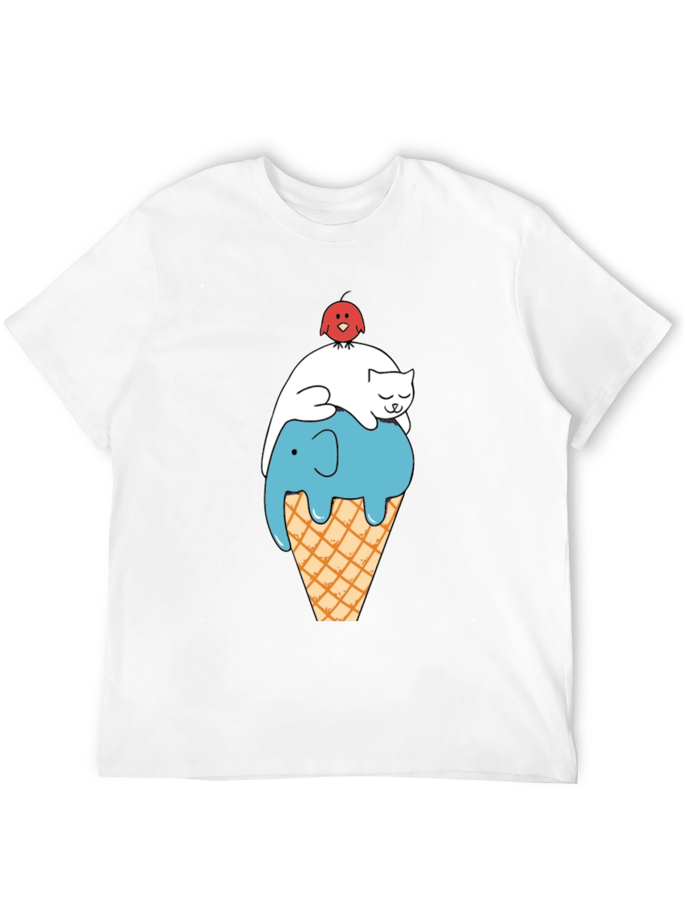 Whimsical Animal Ice Cream Cone Black T-Shirt