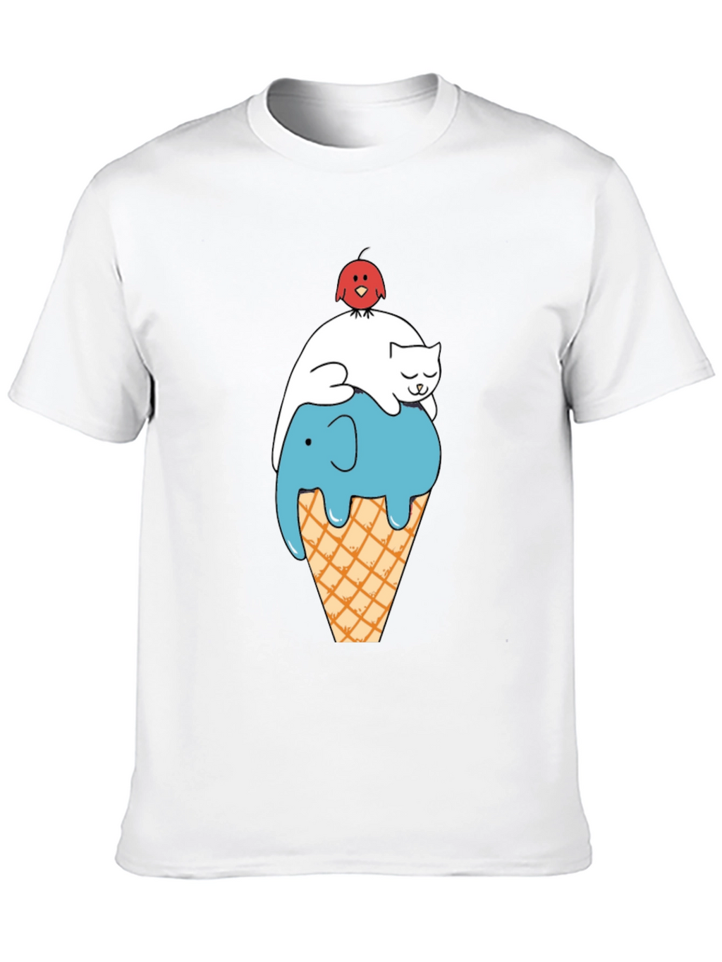 Whimsical Animal Ice Cream Cone Black T-Shirt