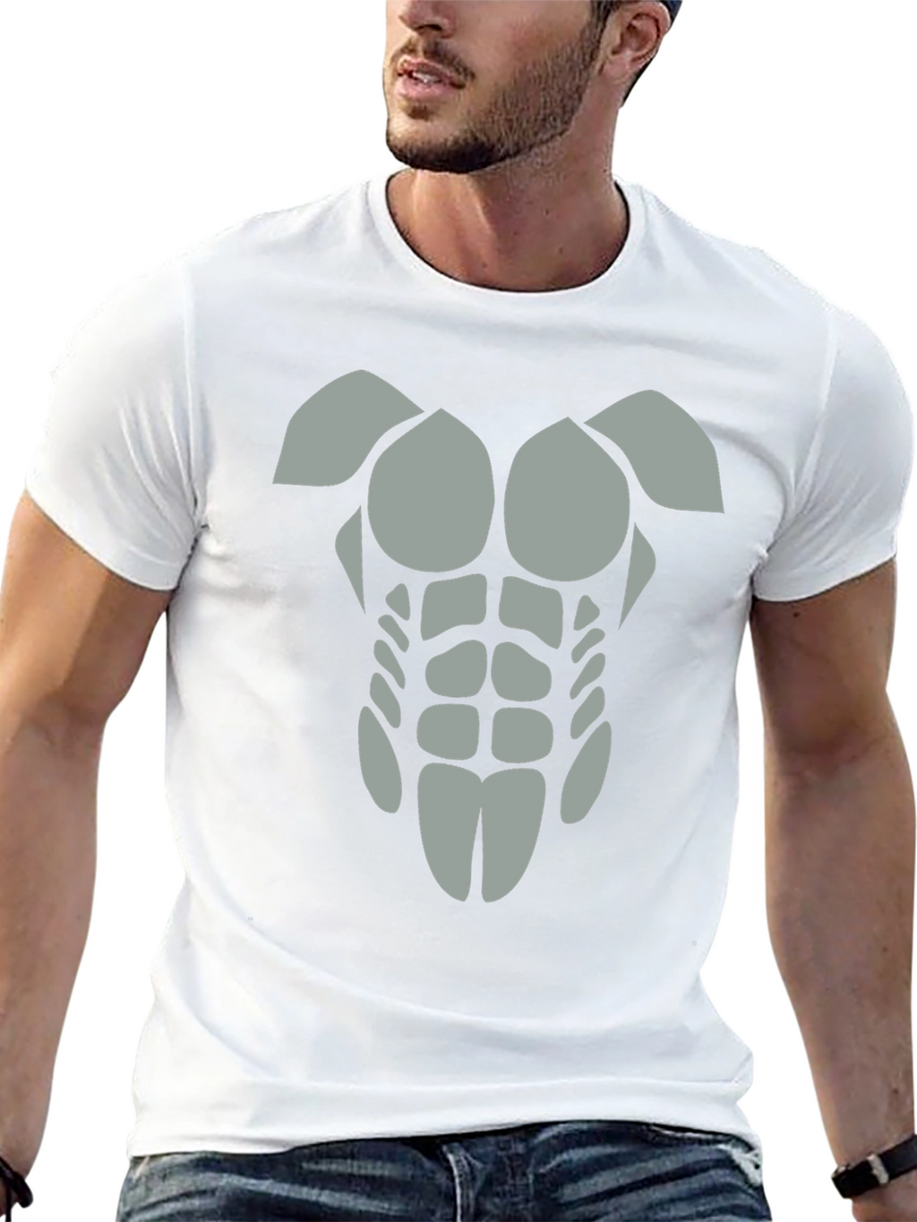 Funny Abs T-Shirt - Grey Graphic Tee