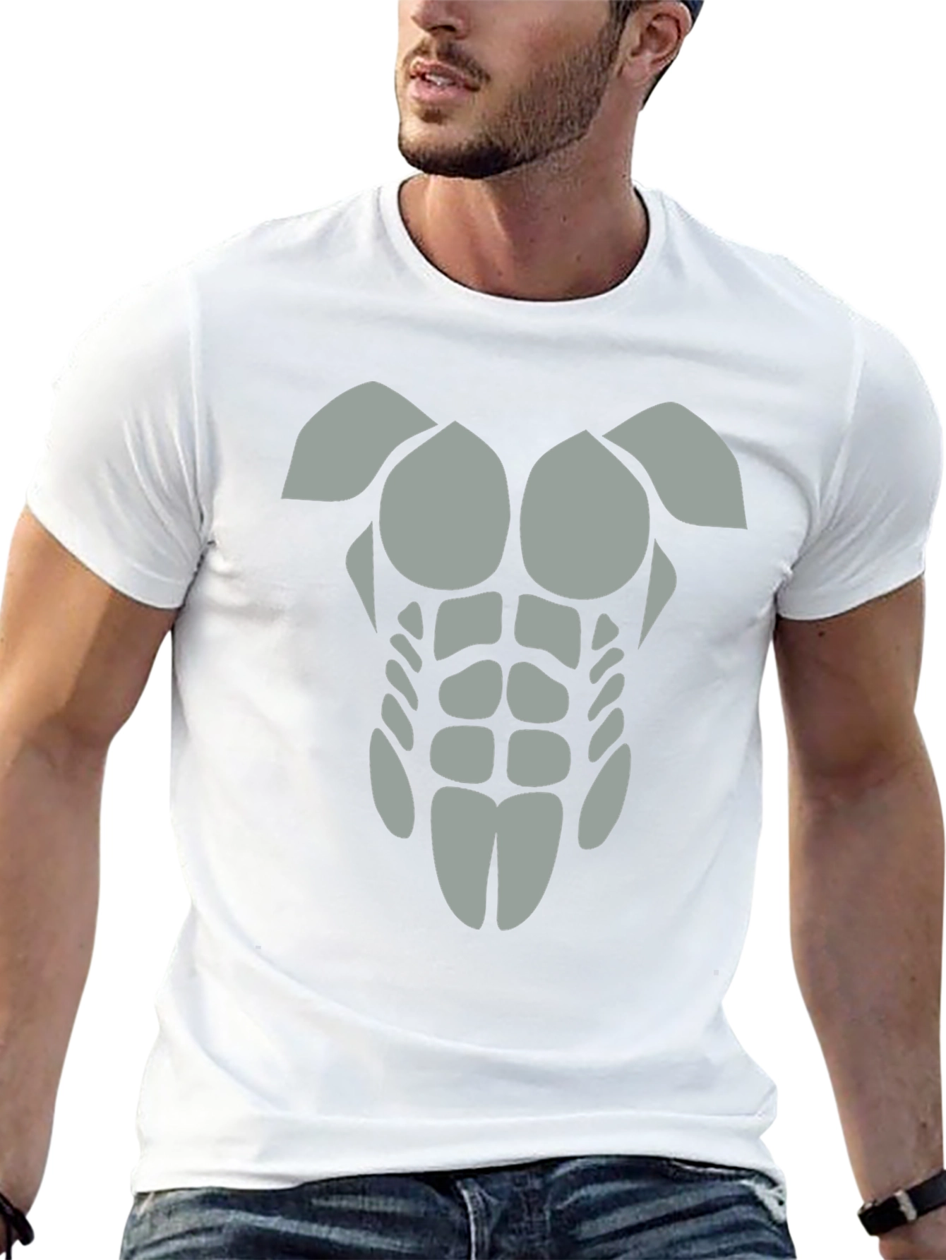 Funny Abs T-Shirt - Grey Graphic Tee