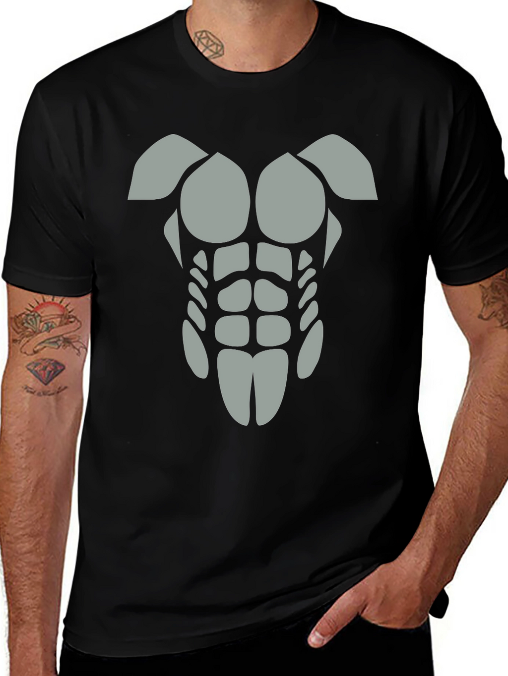 Funny Abs T-Shirt - Grey Graphic Tee