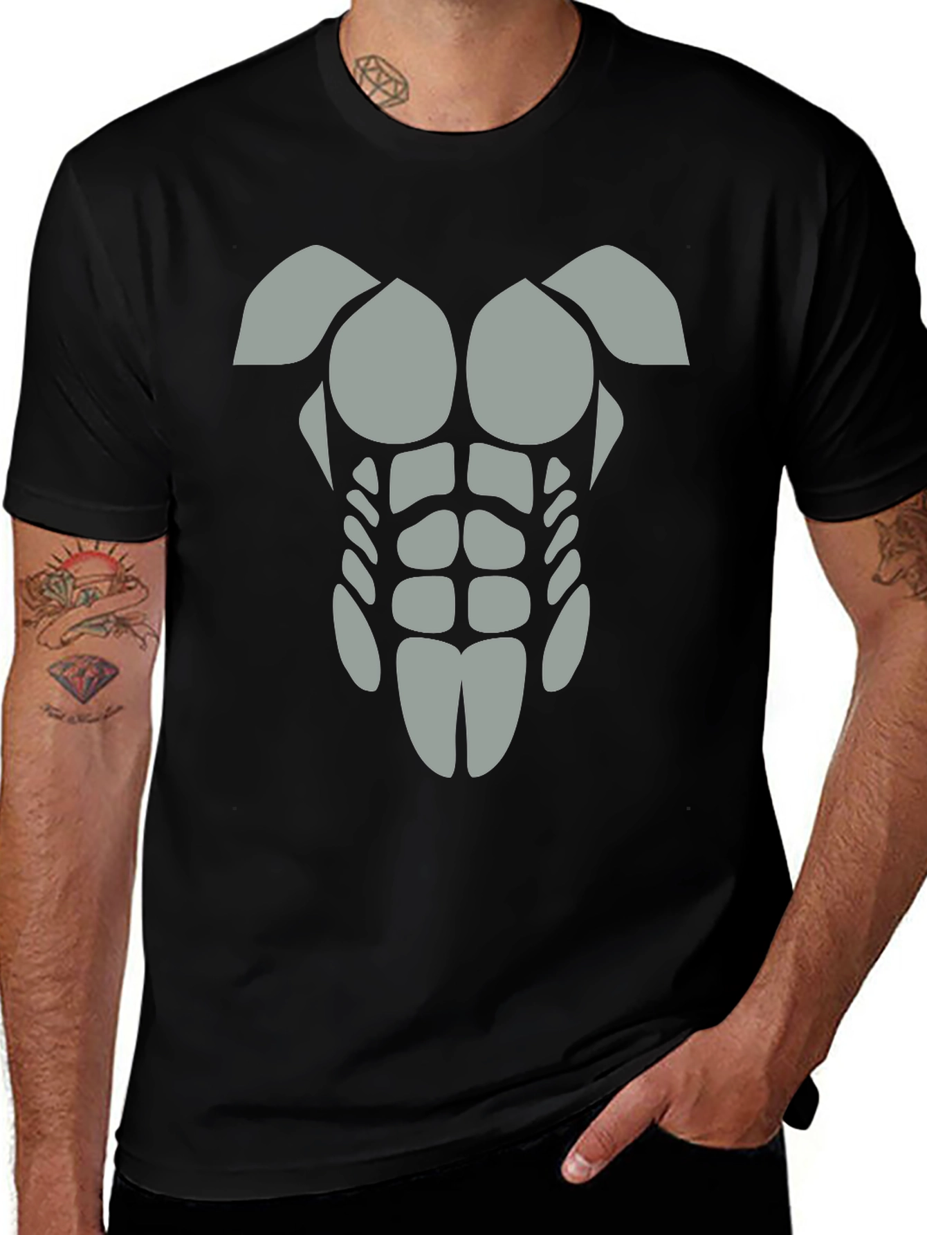 Funny Abs T-Shirt - Grey Graphic Tee