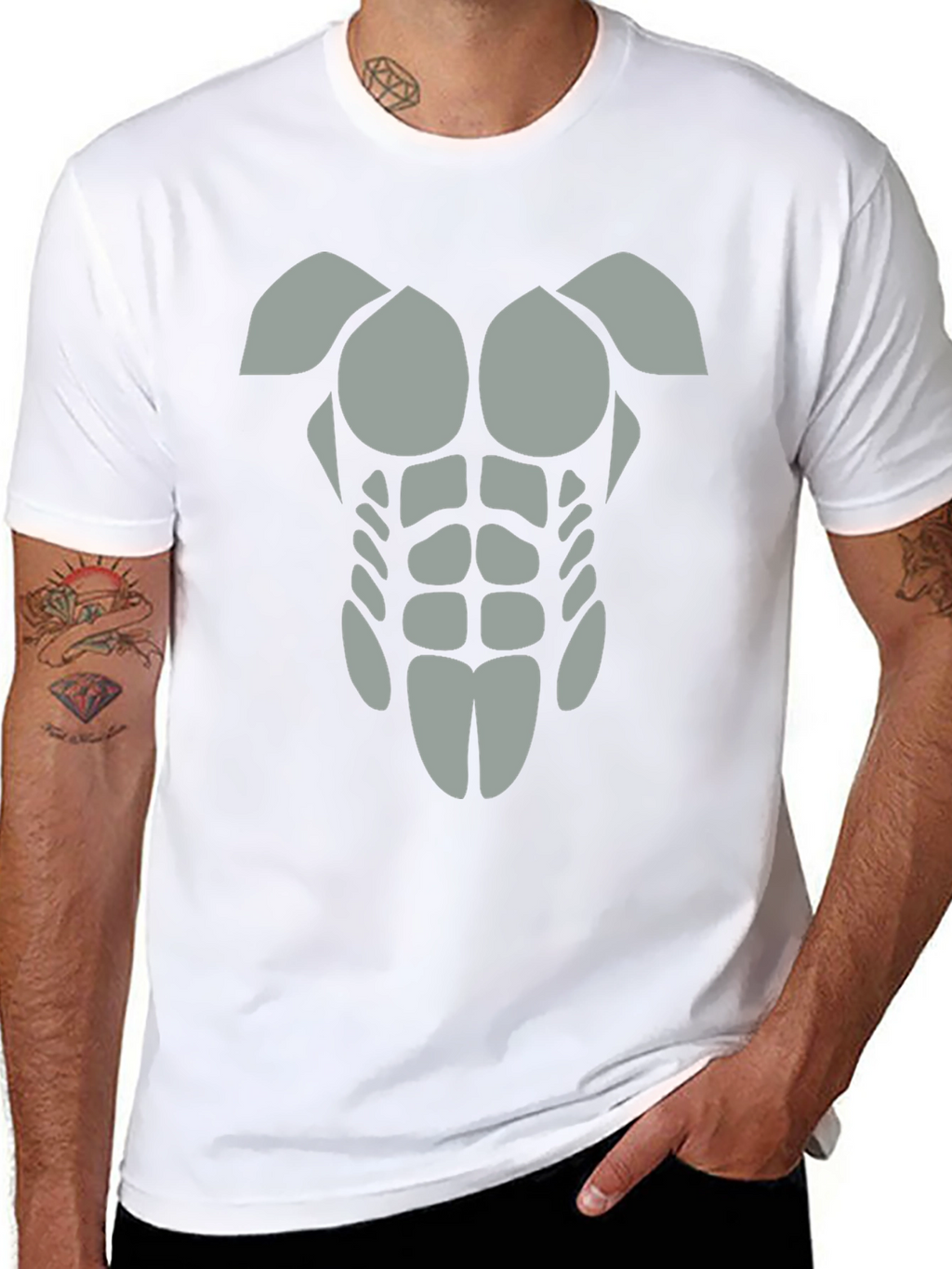 Funny Abs T-Shirt - Grey Graphic Tee