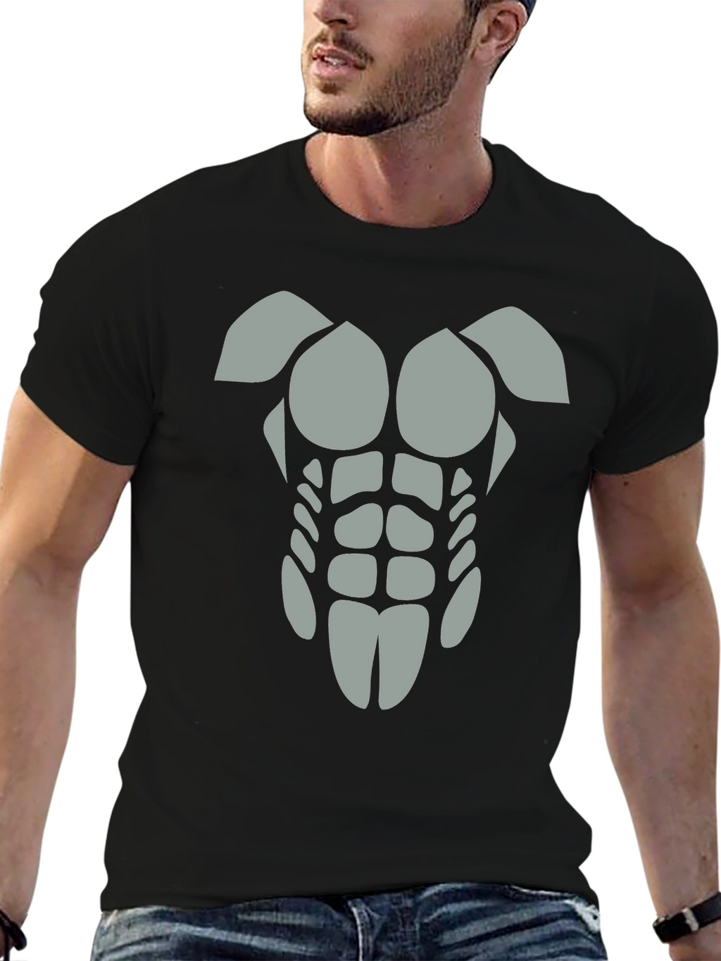 Funny Abs T-Shirt - Grey Graphic Tee