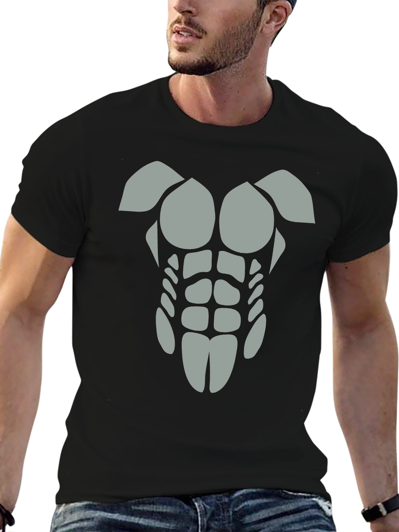 Funny Abs T-Shirt - Grey Graphic Tee