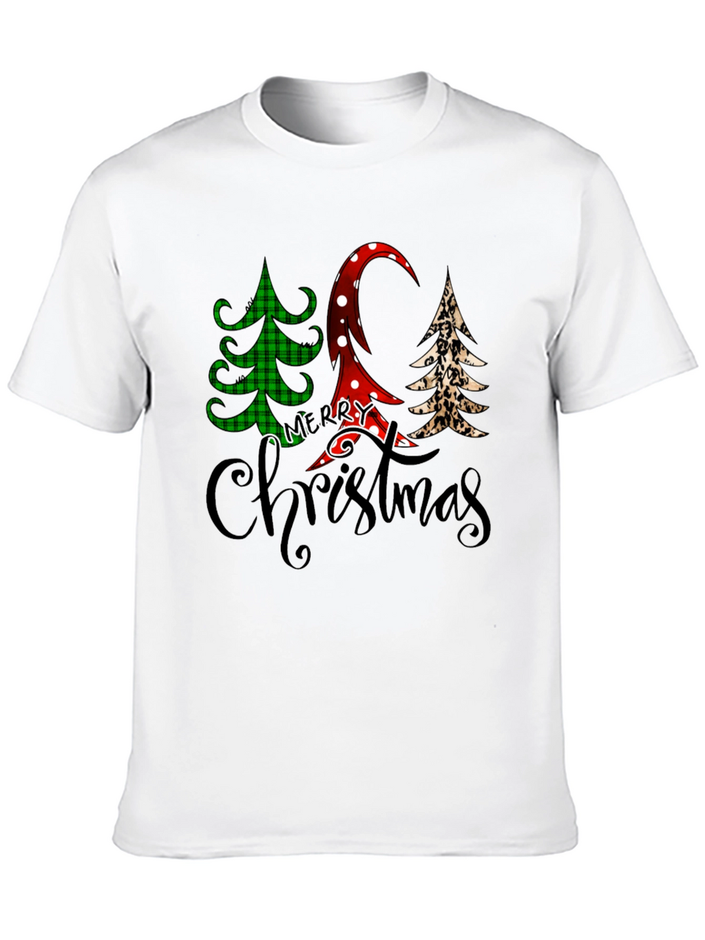 Merry Christmas Tree Pattern T-Shirt
